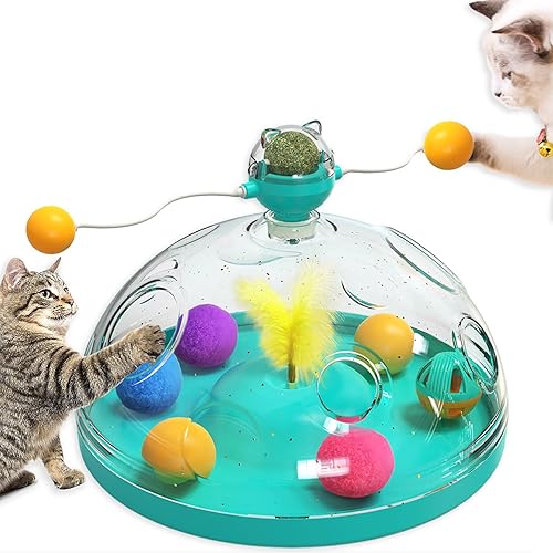 DERERSTE Juguete para gatos de interior para gatos, rompecabezas interactivo para gatitos, juguete multifuncional para gatos con hierba gatera, bola