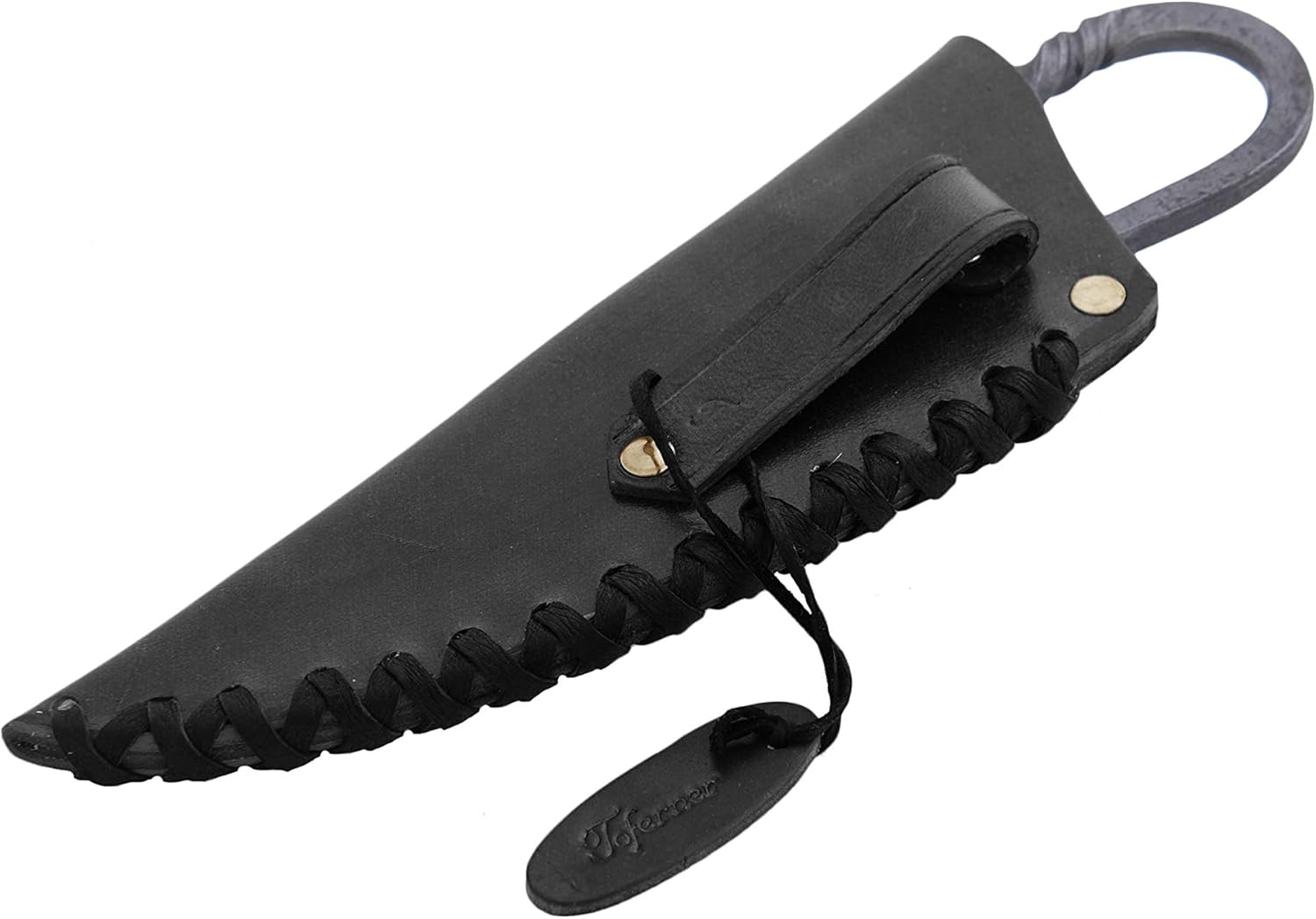 Toferner Celtic Pocket Knife, Hand Forged Knife with Black Leather Case, Hardened Blade, Vintage, Antique Art Collecting, Original Gift Idea