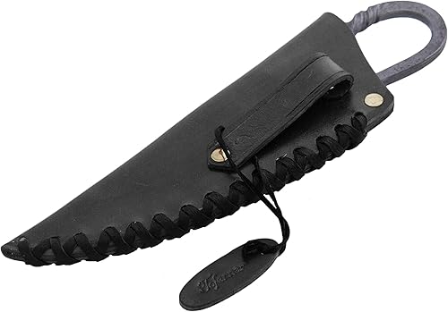Miniatura 7 de Toferner Cuchillo celta medieval - Negro - Cuchillo forjado a mano - Deportes - Estuche de cuero genuino hecho a mano - Hoja endurecida - Vintage-