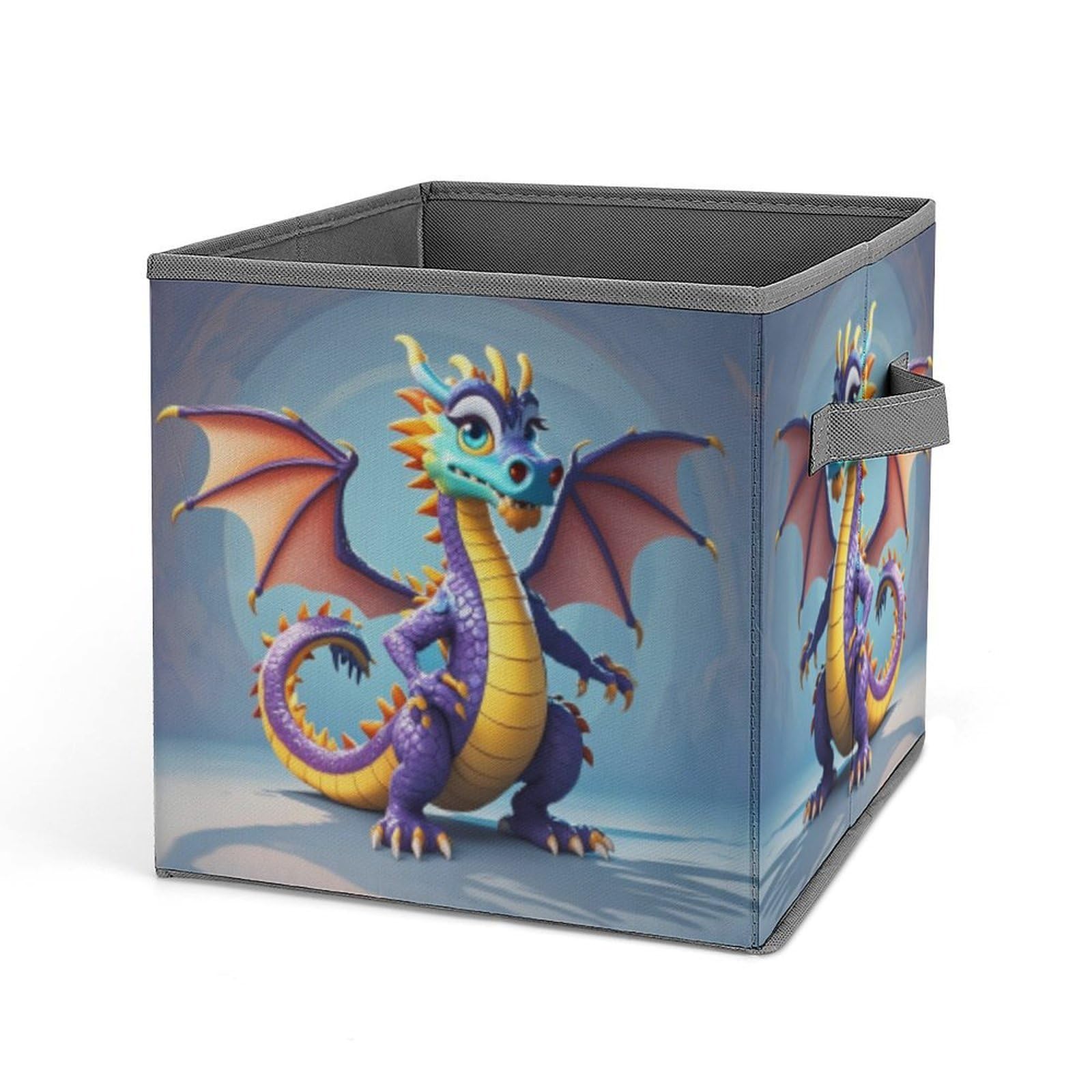 FekiLoot Cartoon Dragon Folding Storage Bins with Handles Large Fabric Storage Cube Storage Organizer Heavy Duty Closet Organizer Sturdy Collapsible Bin Foldable Baskets