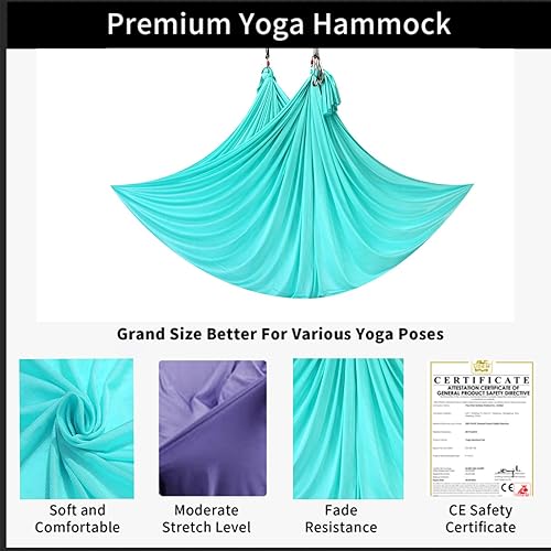 Miniatura 4 de PRIOR FITNESS Hamaca de yoga aérea de 5M, columpio de yoga, juego de columpio de nailon de alta calidad, correa de yoga con mosquetón, cadena de