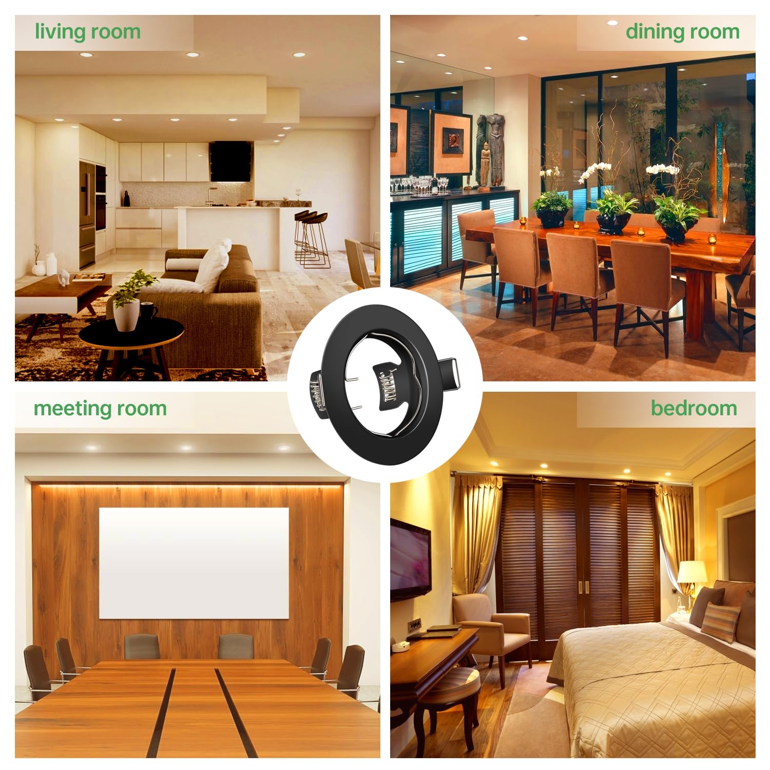 Tofisr LED Recessed Ceiling Light Mounting Frame Round Black Spotlight Fittings incl. GU10 Socket - Image 4