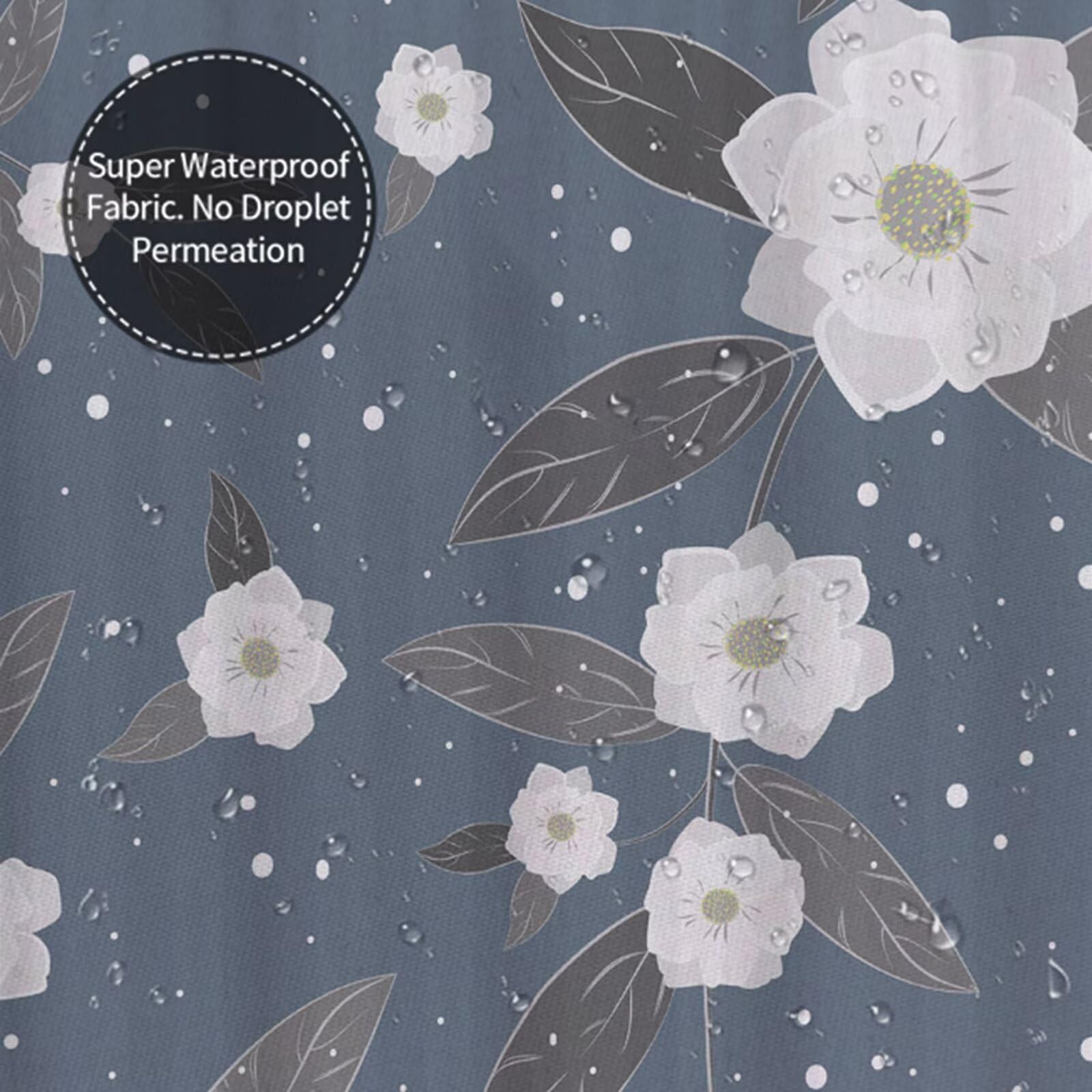 Wasserdichter Duschvorhang Anti-Schimmel 240x200 cm, Waschbar Schnelltrocknend Textil Stoff Polyester Duschvorhang Grau Shower Curtain mit Gewicht und 12 Duschvorhängeringen für Badewanne, Weiß J8-349
