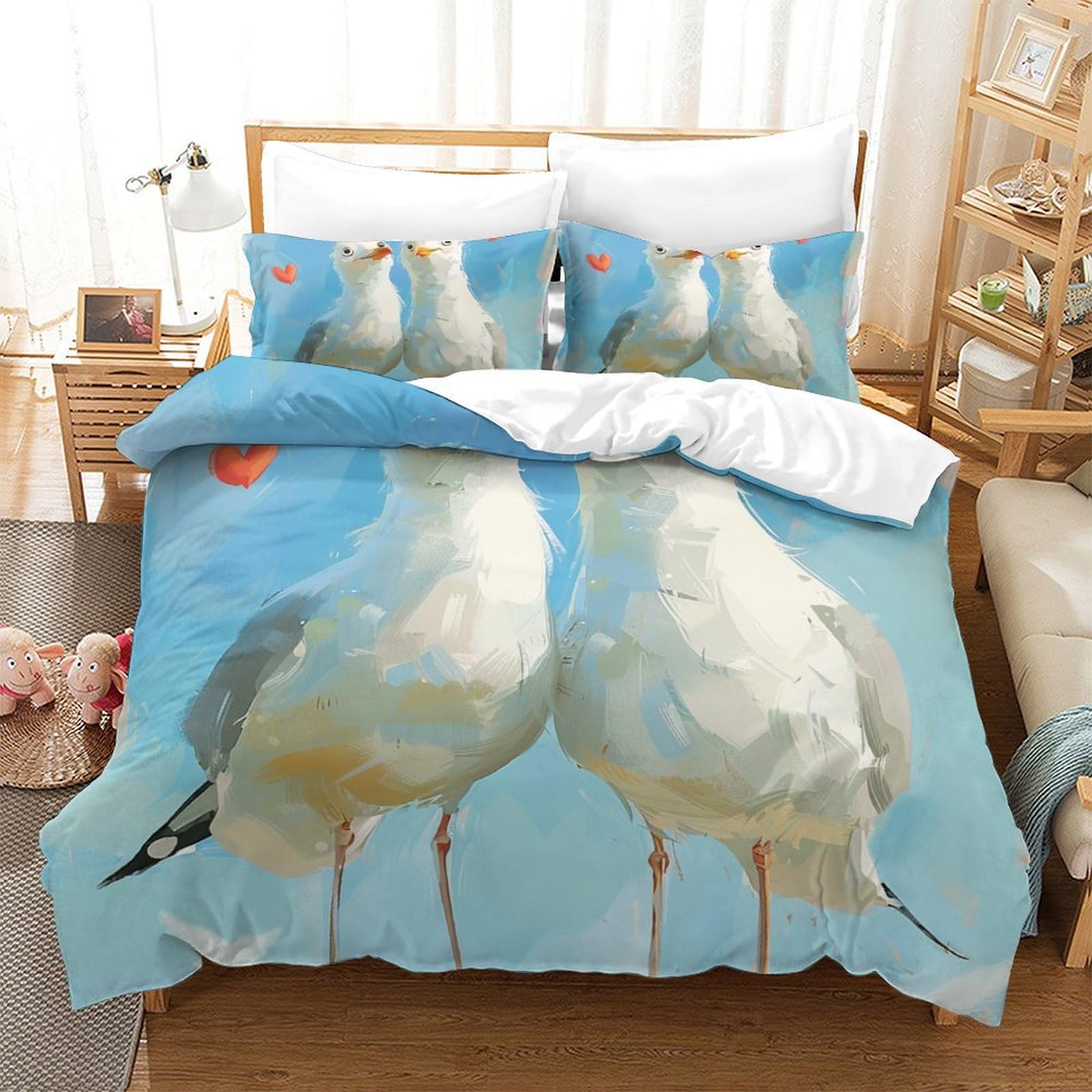 Housse de couette mouette en microfibre respirante super king 260x220 cm avec taies