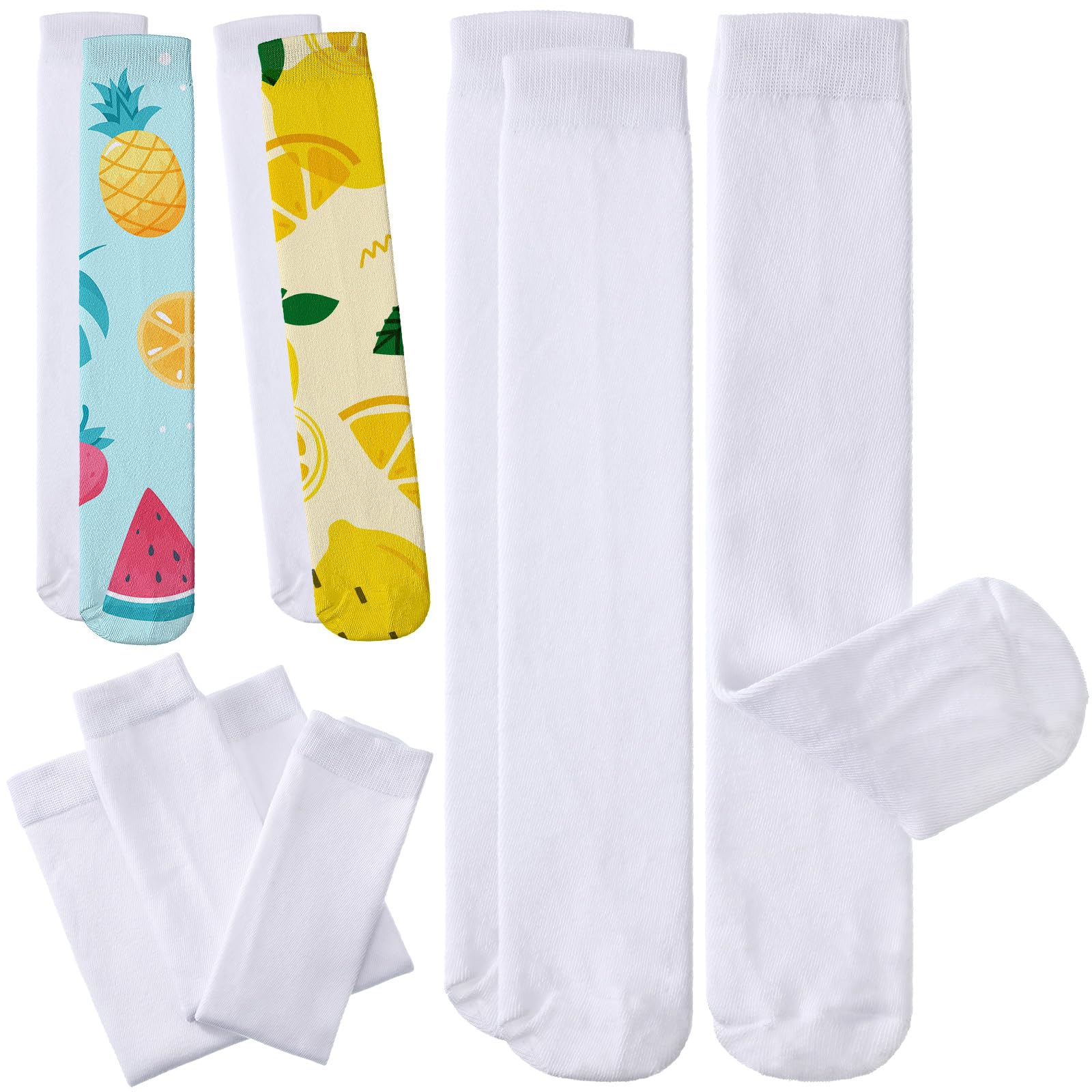 Geyoga 6 Pairs Blank White Sublimation Socks Sublimation Printable Athletic Youth Socks for Men Women Halloween Christmas Thanksgiving Personalized DIY