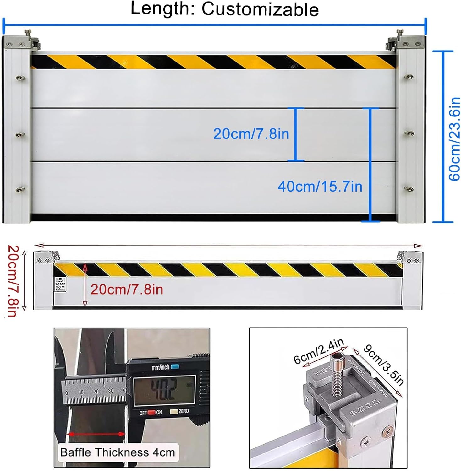 Water Flood Barrier Street Road Outdoor, Aluminum Threshold Anti-Flood Wall, Flood Protection Baffle for Garage/Basement/Front Door/Driveway (Size : 70x40cm/2.3x1.3ft)