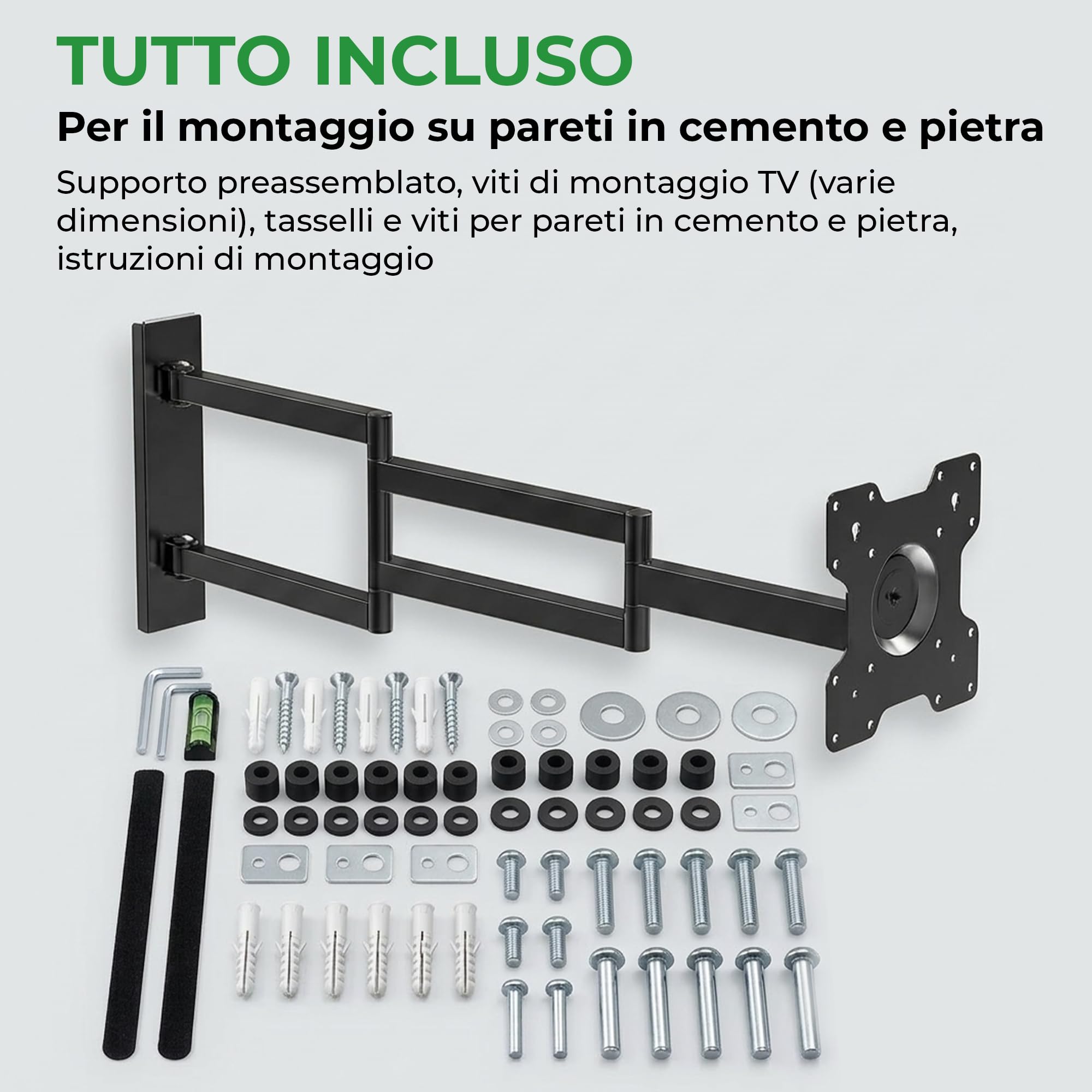 Axis XL 108,5 cm Supporto TV Parete per 50–75 Pollici – Braccio TV Extra Lungo fino a 108,5 cm, Girevole, Inclinabile e Rotazione, Portata 25 kg, VESA fino a 200x200 mm