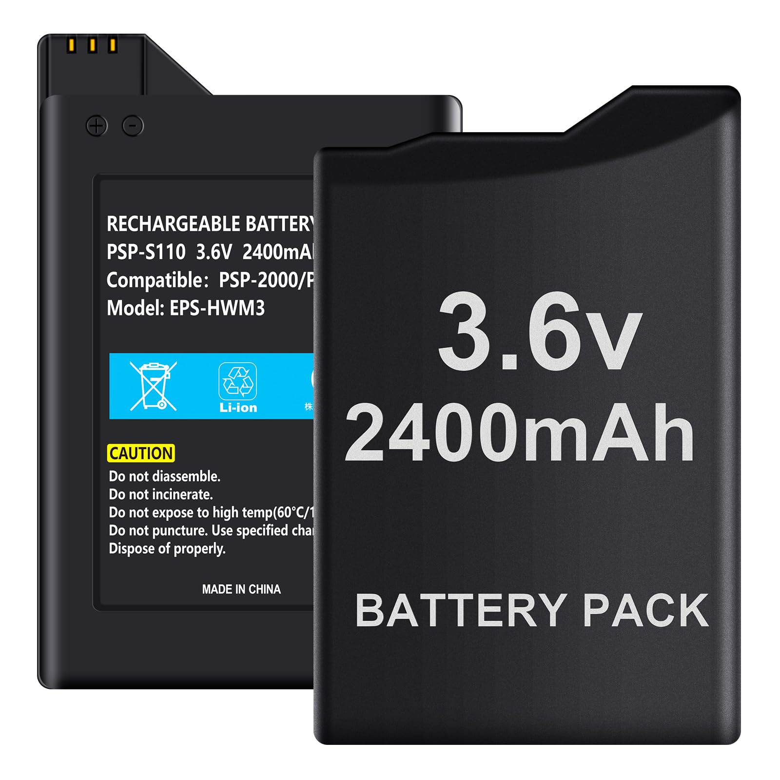 ElephantStory PSP2000/3000 用バッテリー PSP-S110バッテリー 2400mAh 大容量 パック交換用 リチウムイオンバッテリー PSP2000 互換バッテリー PSE認証濟み