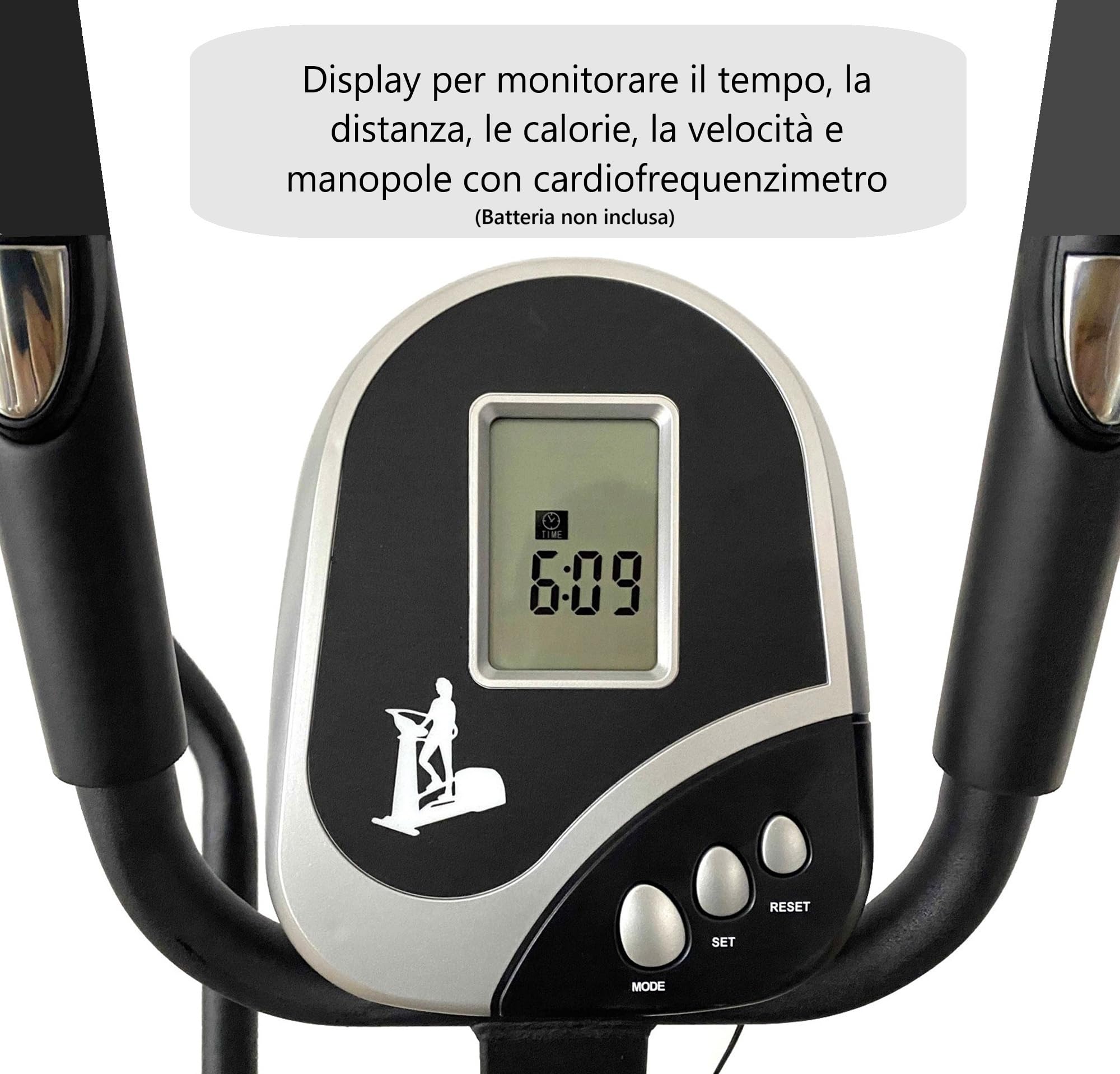 YELLOO - Ellittica Professionale per Casa con Sella Regolabile, si può Utilizzare in Piedi o Seduti come Cyclette, Dotata di Display LCD, Portata Massima 120 KG, Montaggio Facile (ORB2600S)