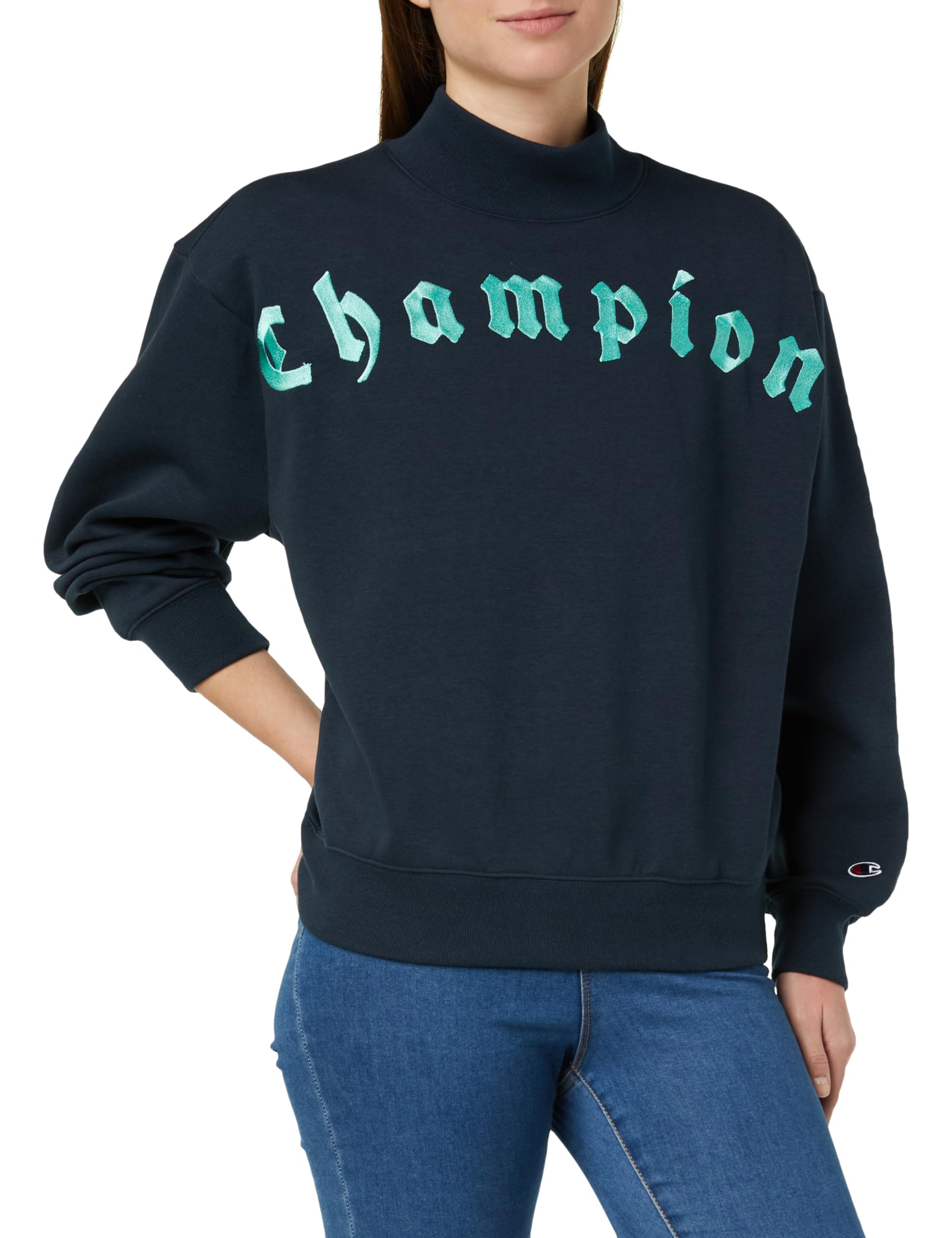 Champion Rochester 1919 Rochester 1919 Street Club W - Heavy Powerblend Fleece High-Neck Felpa, Turchese, Donna FW23
