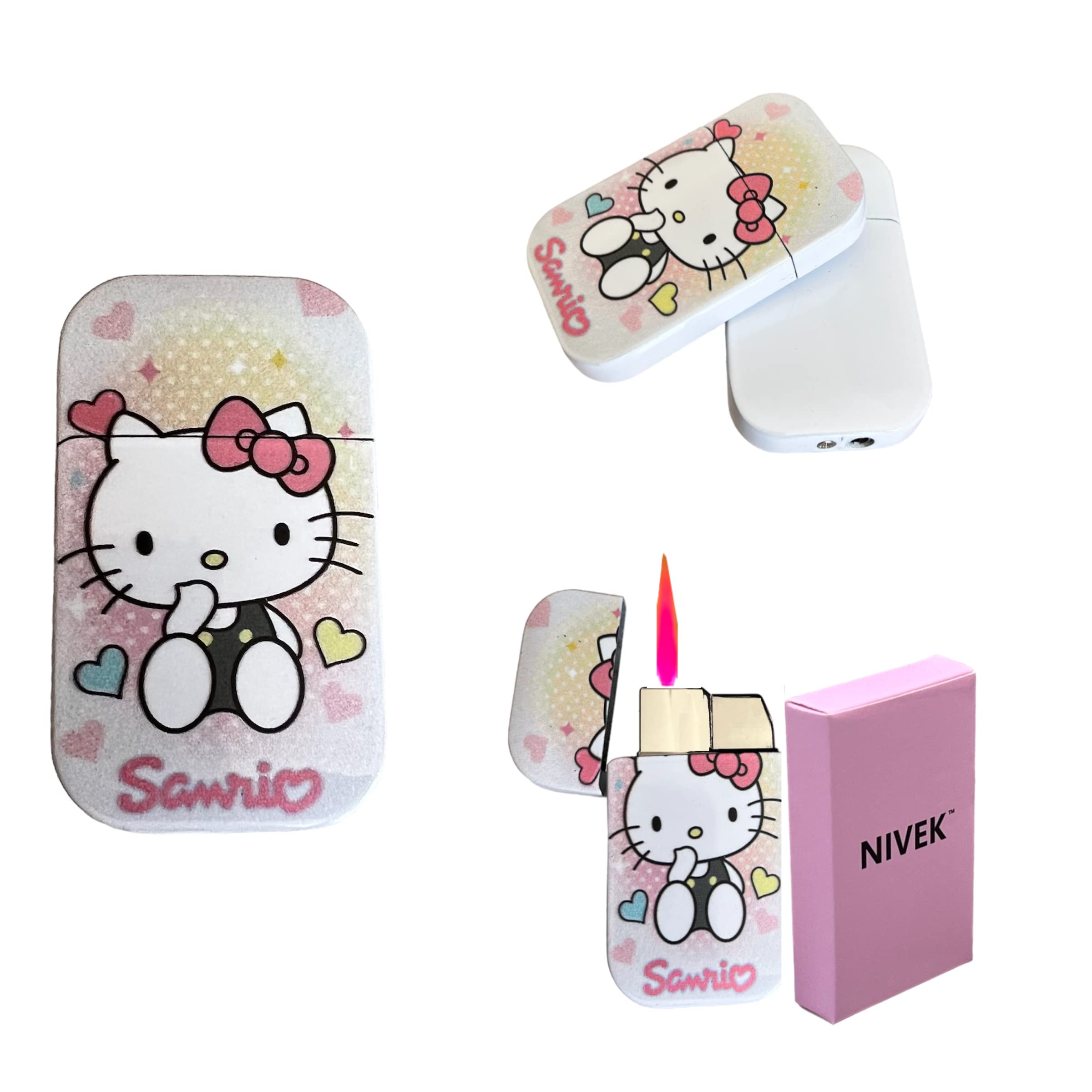 Amazon.com: NIVEK Kulomi Lighter Kitty KT Torch Lighter Pink Flame Pocket  Refillable Kawaii Cute Windproof Flame (Cat, Rabbit, Melody, Duffy)  (A15-Shy Hearts) : Health & Household