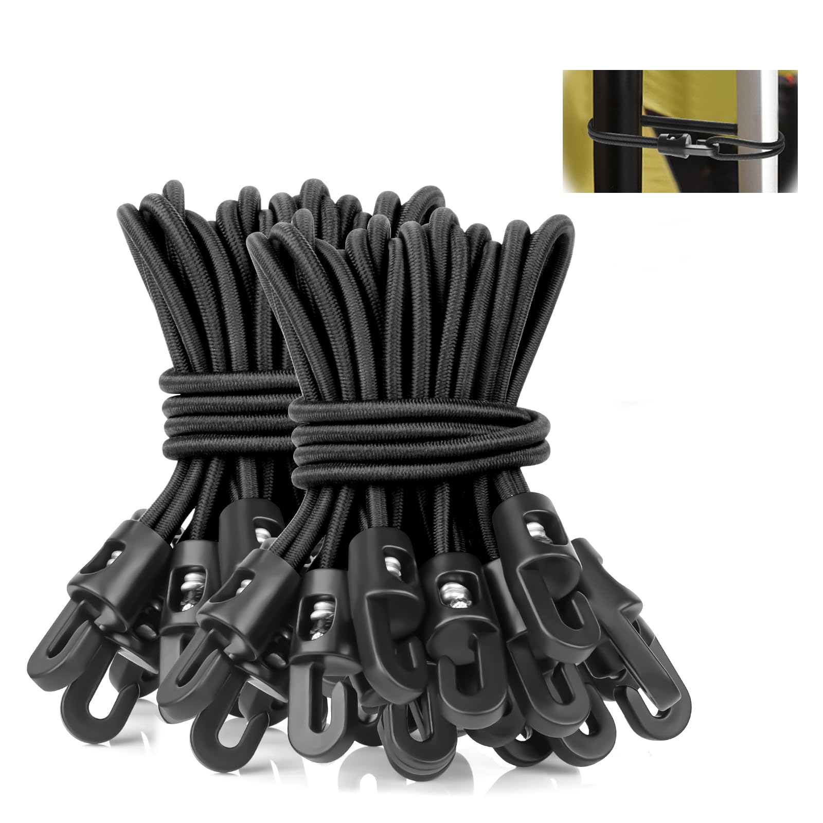 Bungee Cords with Hooks 4 Inch, 50 PCS Short Bungee Cord Straps with UV Resistant