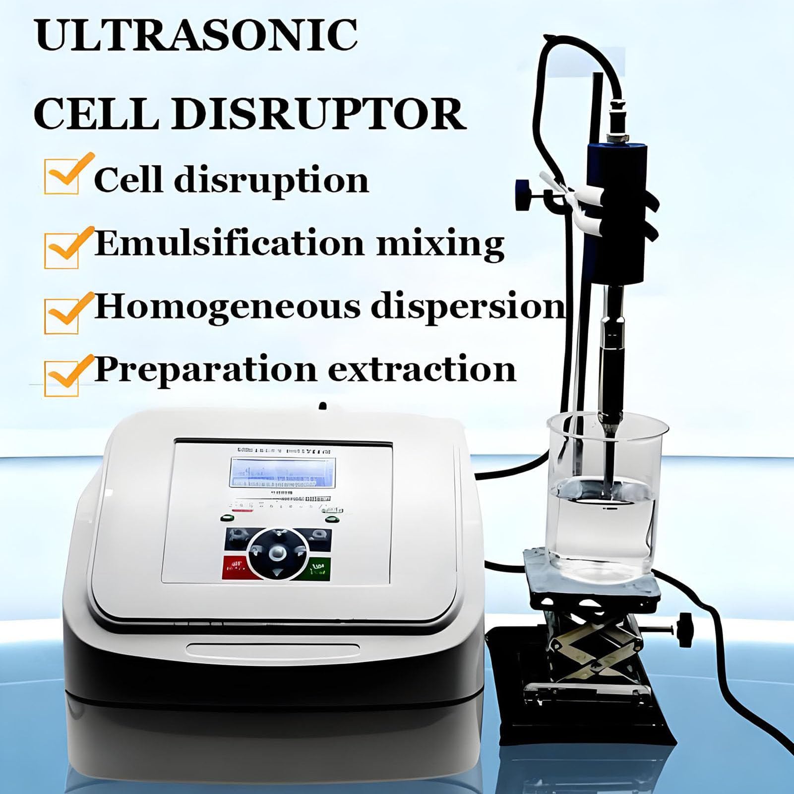 Ultraschall Homogenisator Sonicator 800W Digitaler Zelldisruptor mit Impuls-Timer zur Emulgationsdispersion