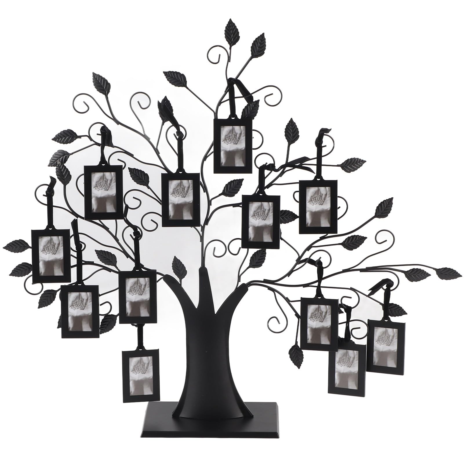 Árbol de Fotos Negros, Fotos de Fotos Familiares exhibición de Marco de Moda Colgantes de Moda Marcos Soporte para la Imagen para decoración del hogar (L 12 Marcos de Fotos con 6.4 * 4.6cm)