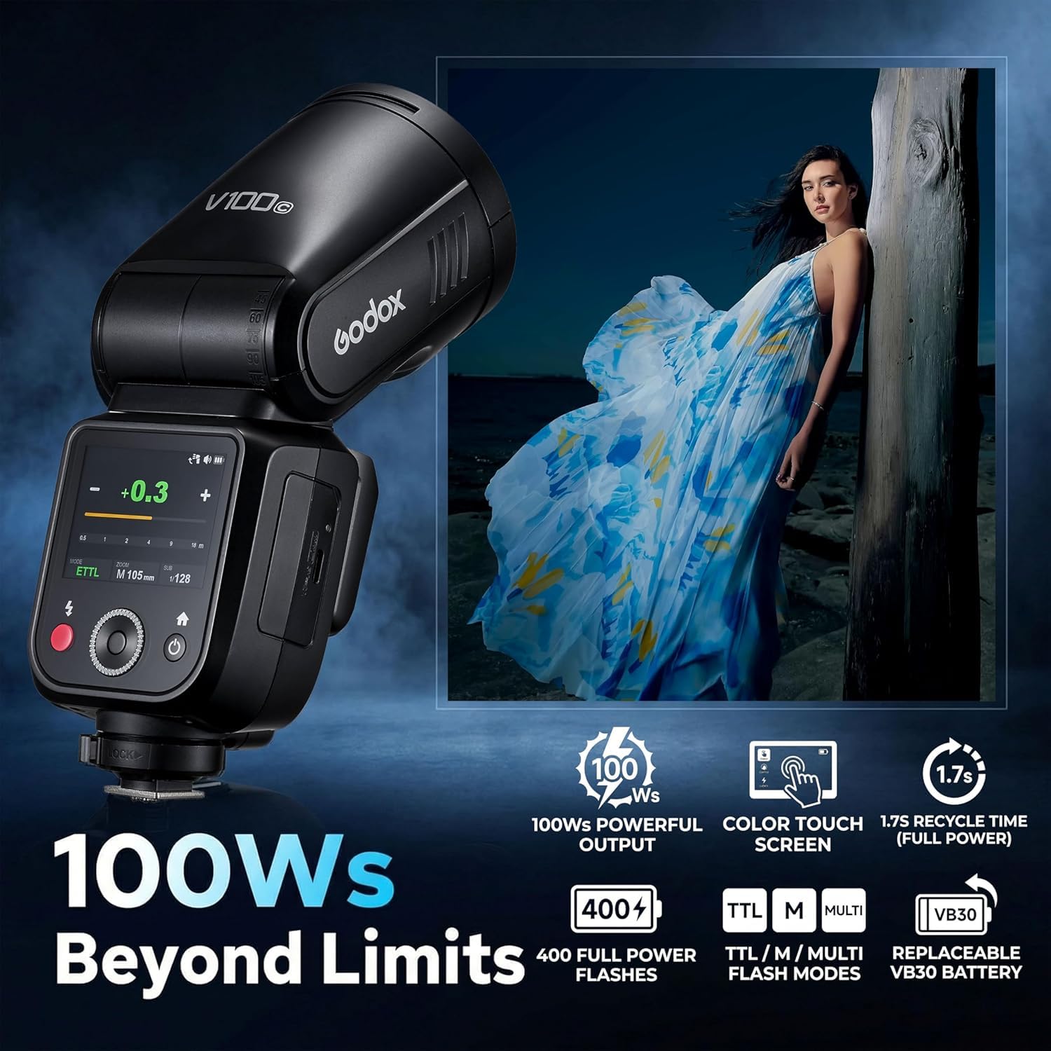 GODOX V100 S Sony TTL 100W touchscreen HSS 1/8000s flash