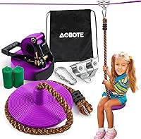 AOBOTE 56ft Zipline Kit for Kids & Adults - Stainless Steel Pulley, Slackline with Climbing Rope Swing for Backyard Fun