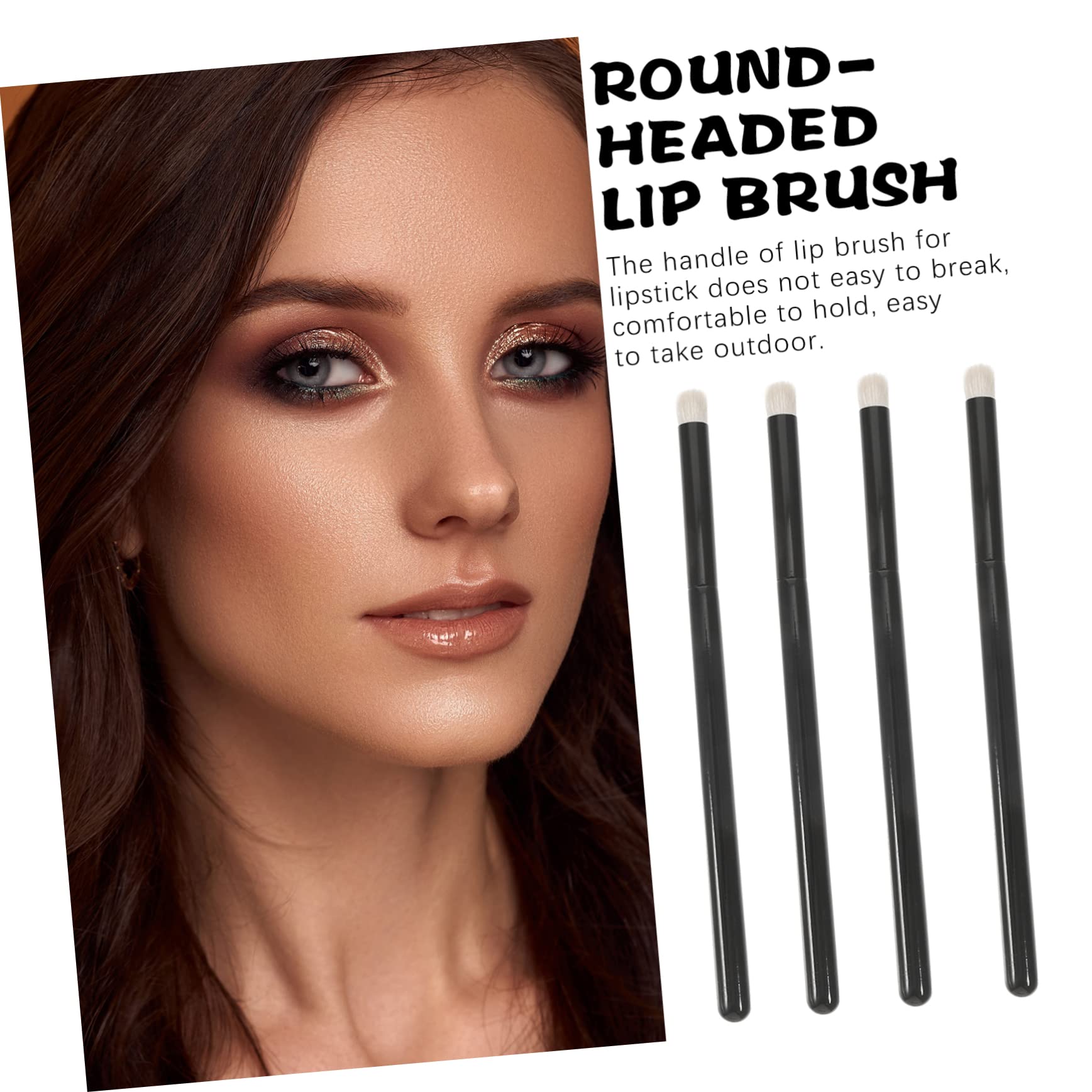 PartyKindom 4pcs Lip Brush Set Round Lip Brush Concealer Brush Lipstick Applicator Wand for Women's Makeup Tools