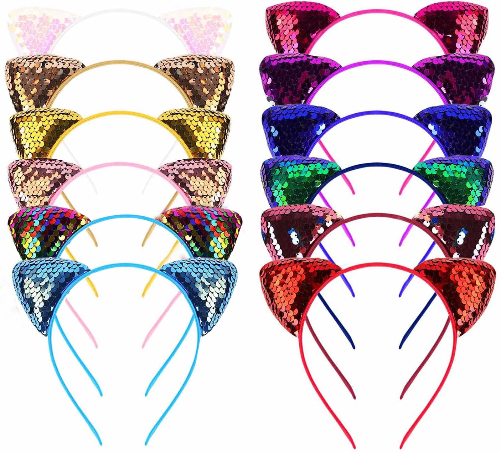12 Pack Cat Ear Headbands