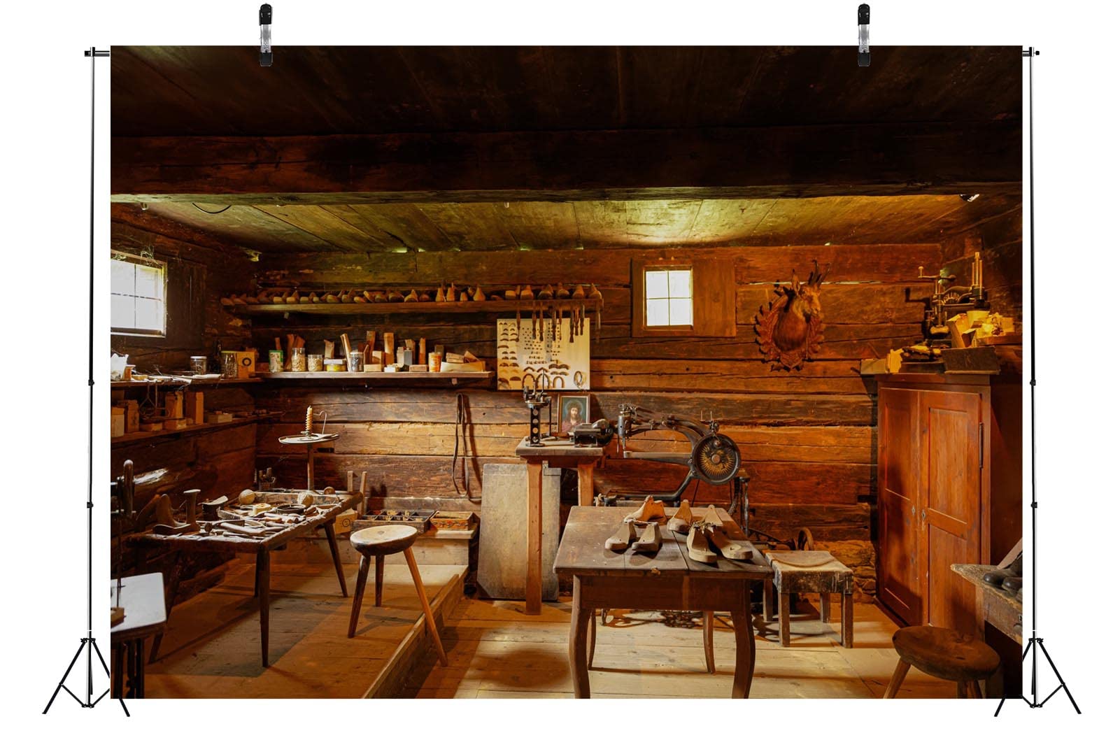 BELECO 3.6x2.5m Telo sfondo laboratorio calzolaio vintage | Attrezzi cuoio antichi sfondo retrò medioevo tema western ritratto studio fotografico