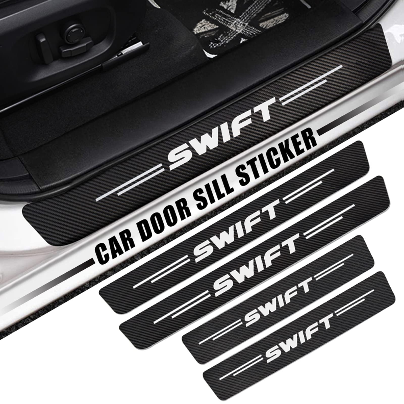 9 Adesivi Protettivi Per Soglie Auto - In Fibra Di Carbonio, Antigraffio Per Porte E Bagagliaio - Foto 3