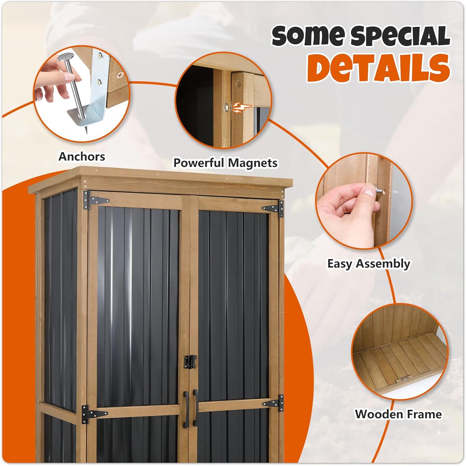 Waterproof Outdoor Storage Cabinet with Adjustable Shelves - Tall Lockable Tool Shed & Organizer for Patio, Backyard, Garden