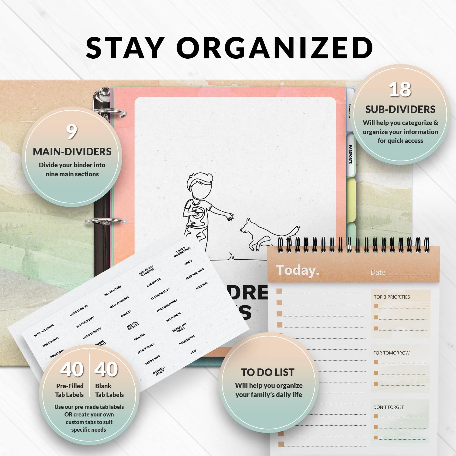 Mom Calendar 2024-2025 Family Organizer Binder 8.5x11 - Household Planner  For Home \u0026 Life Organization Family Planner 2025, image size:1500x1500