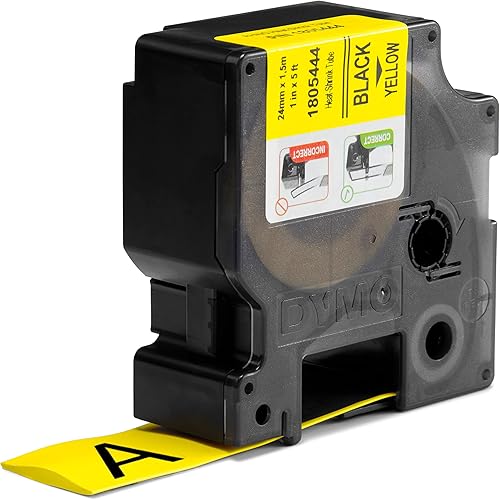 Vista 28 de DYMO Tubos termorretráctiles industriales para DYMO Industrial RhinoPro Label Makers, negro sobre amarillo, 1/4 pulgadas (18052)