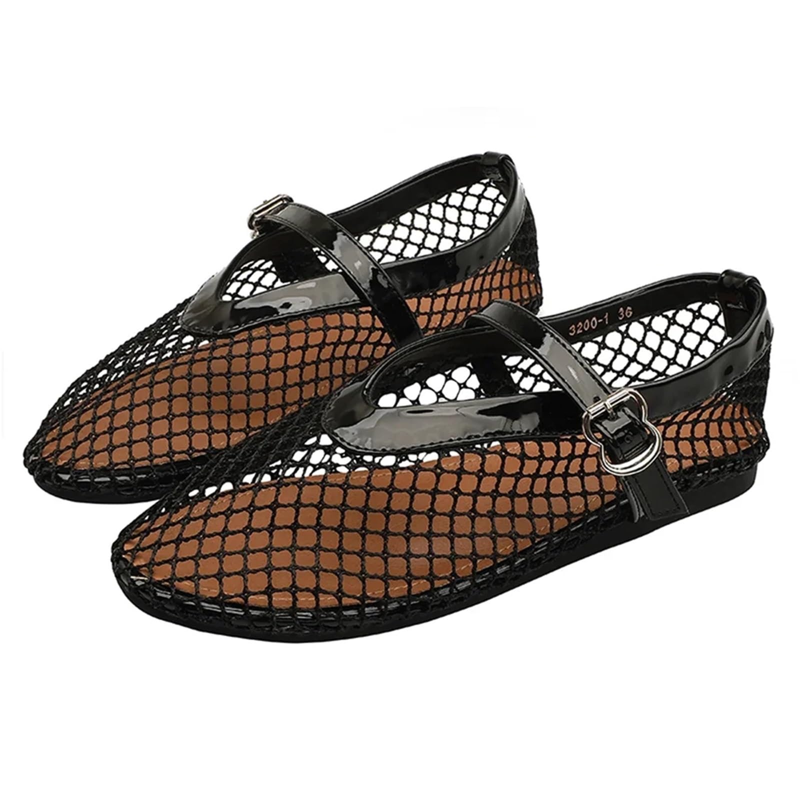 Damen Mesh-Ballerinas, Fischnetz-Ballerinas, Bequeme Schuhe mit runder Spitze, atmungsaktiv, lässig, for Gehen for den Weg zur Arbeit Für Damen