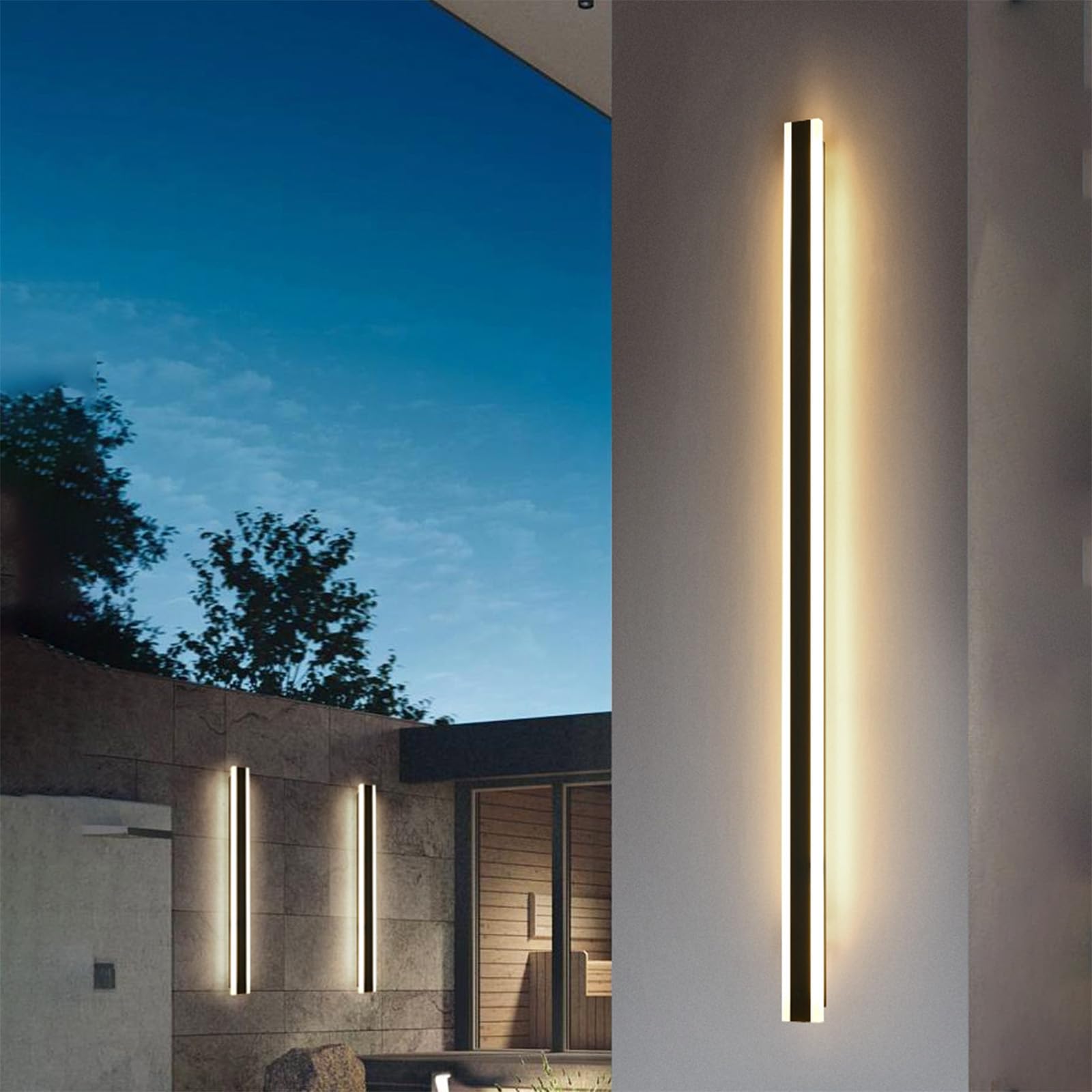 LED Esterno Lunga Applique da Parete Impermeabile IP65 Lampada da Parete Interno/Esterno Iluminazioni per Pareti Moderna Alluminio Giardini Terrazze Villa 3000K/4000K/6500K (D Luce Bianca,150cm)