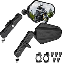 KEMIMOTO Adventure Motorcycle Mirrors M8 M10 Bolt Handlebar Mount Adjustment Universal Rearview Mirrors Convex Foldable 360 Degrees Compatible with ATV Scooter Dirt Bike