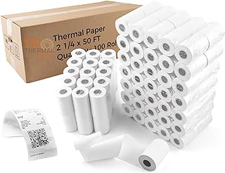 TK Thermal King, (100 Rolls) 2 1/4" x 50' Thermal Paper, POS Receipt Paper for Retail Business Cash Register, Fits All Credit Card Terminal