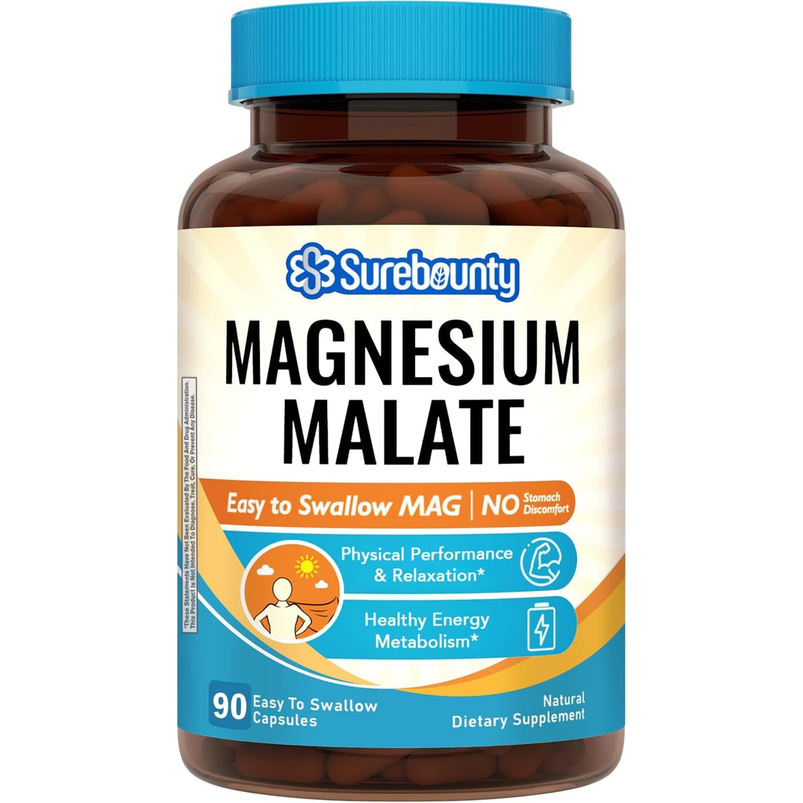 Magnesium Malate Capsules 410mg, Magnesium Supplement, Chelated, High Absorption, Energy Production & Contraction Support, Mineral for Children, Teenagers, and Adults, 90 Vegan Capsules