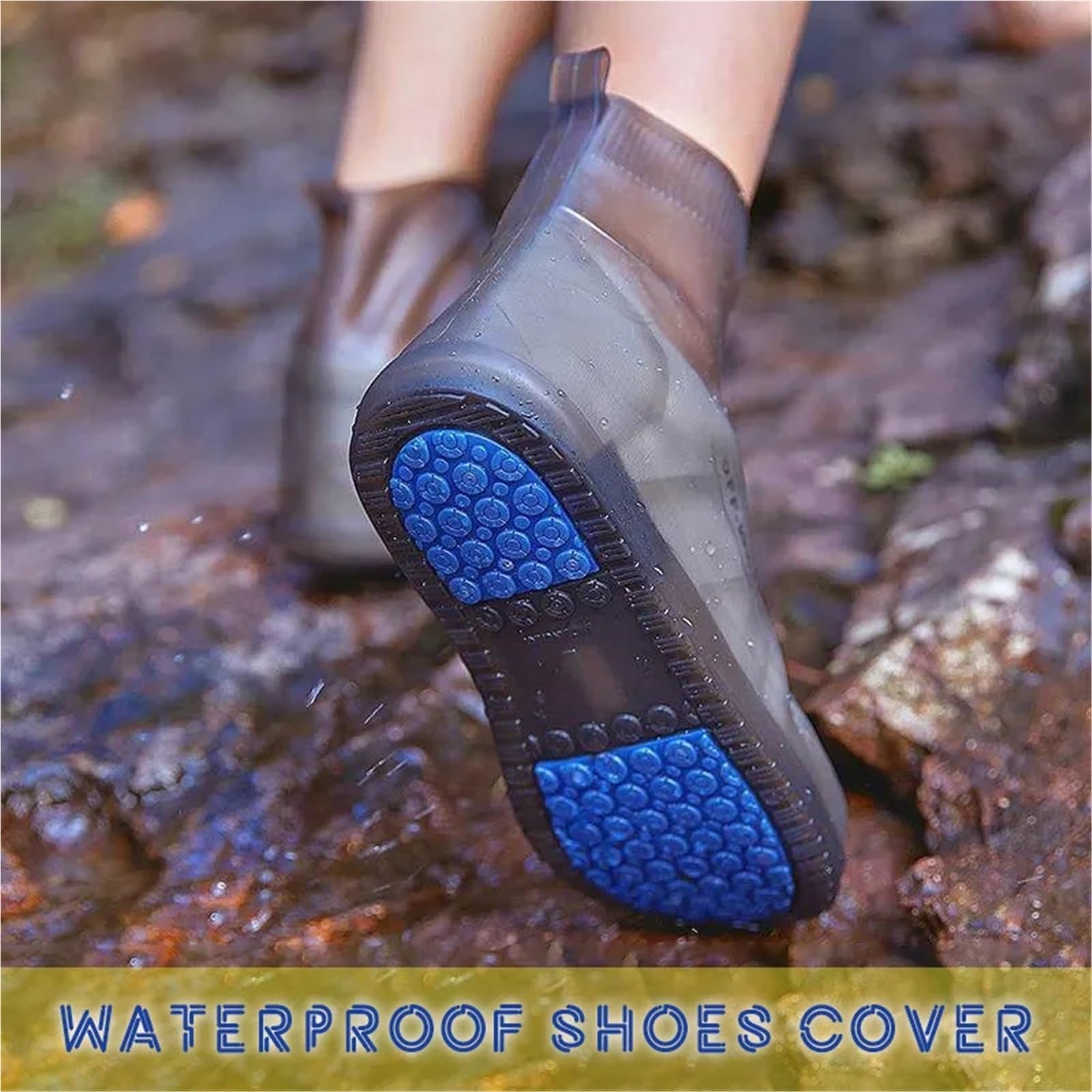 Botas de lluvia reutilizables, cubiertas for zapatos contra la, antideslizantes, silicona, resistentes al agua, for días lluviosos, 3 pares para Protección