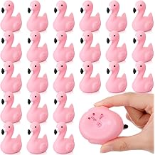 Honoson 24 Pcs Flamingo Rubber Duckies Bulk Light Pink Flamingos Party Favors Bath Pool Floating Squeak Rubber Ducks for Birthday Party Decoration Cake Decoration