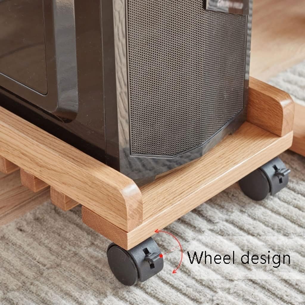 ENGENDER PC Stand Computer Tower Cart, Wood Mobile PC Holder, Computer Host Stand with Wheels Under Home Office Desk, CPU Rolling Stand Computer Tower Stand