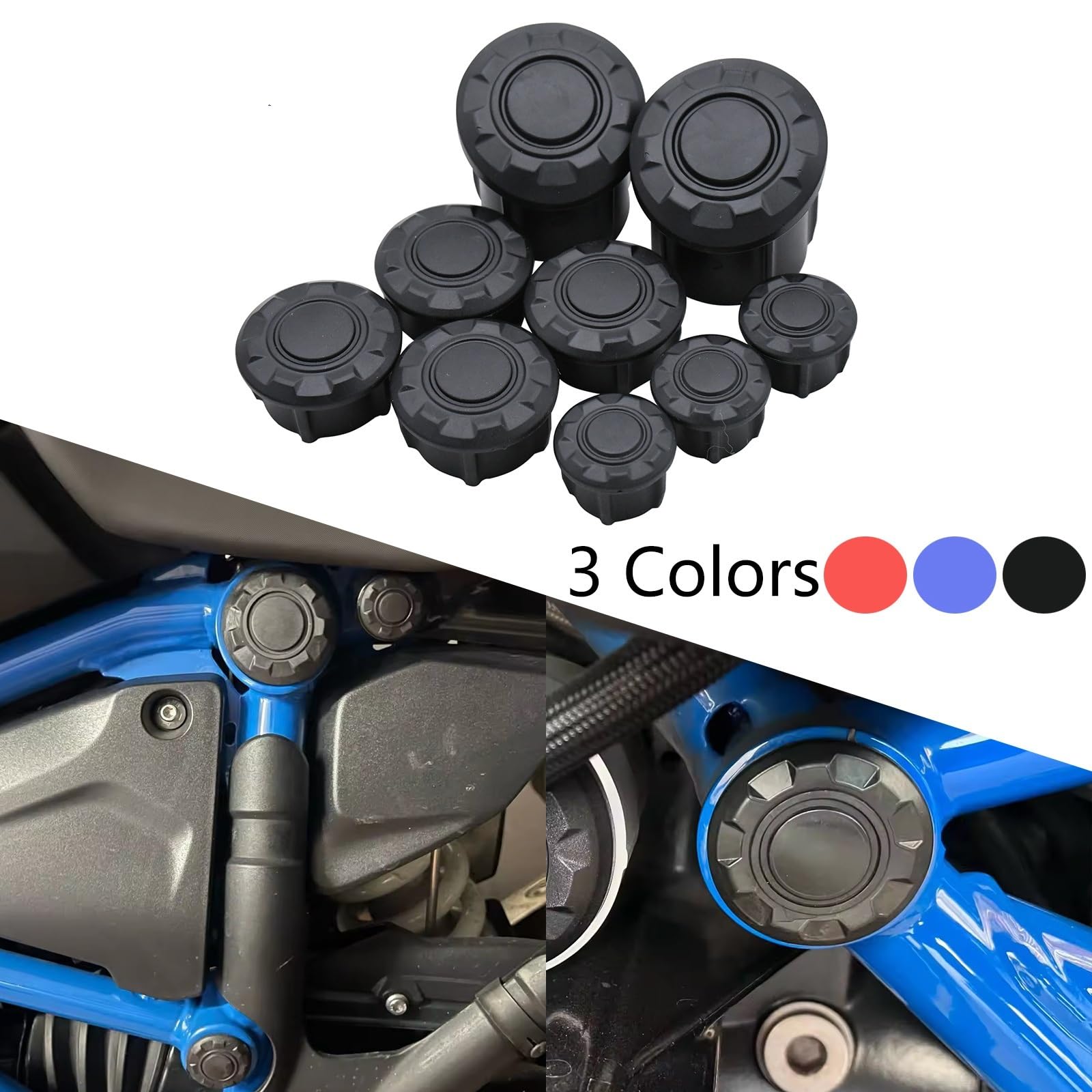 Tappi copri foro telaio moto for BMW R1250GS Adventure 2018-2024 R 1250 GS LC 2018-2022 R1200 GS LC Adventure 2014-2019(Black)