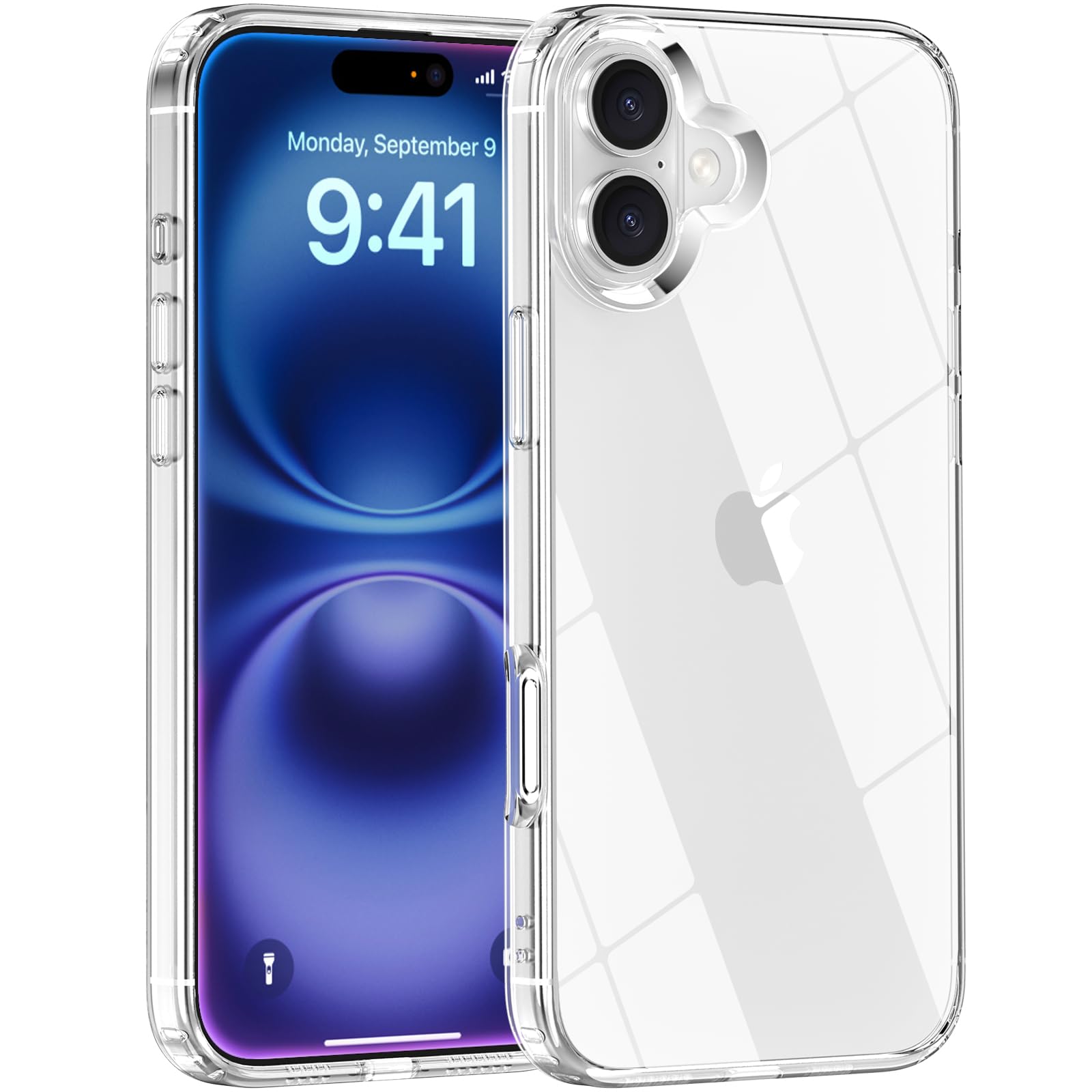 saputu Crystal Clear for iPhone 16 case,[Anti-Yellowing][Military-Grade Drop Protection] Shockproof case for iPhone 16 6.1 inch (Clear)