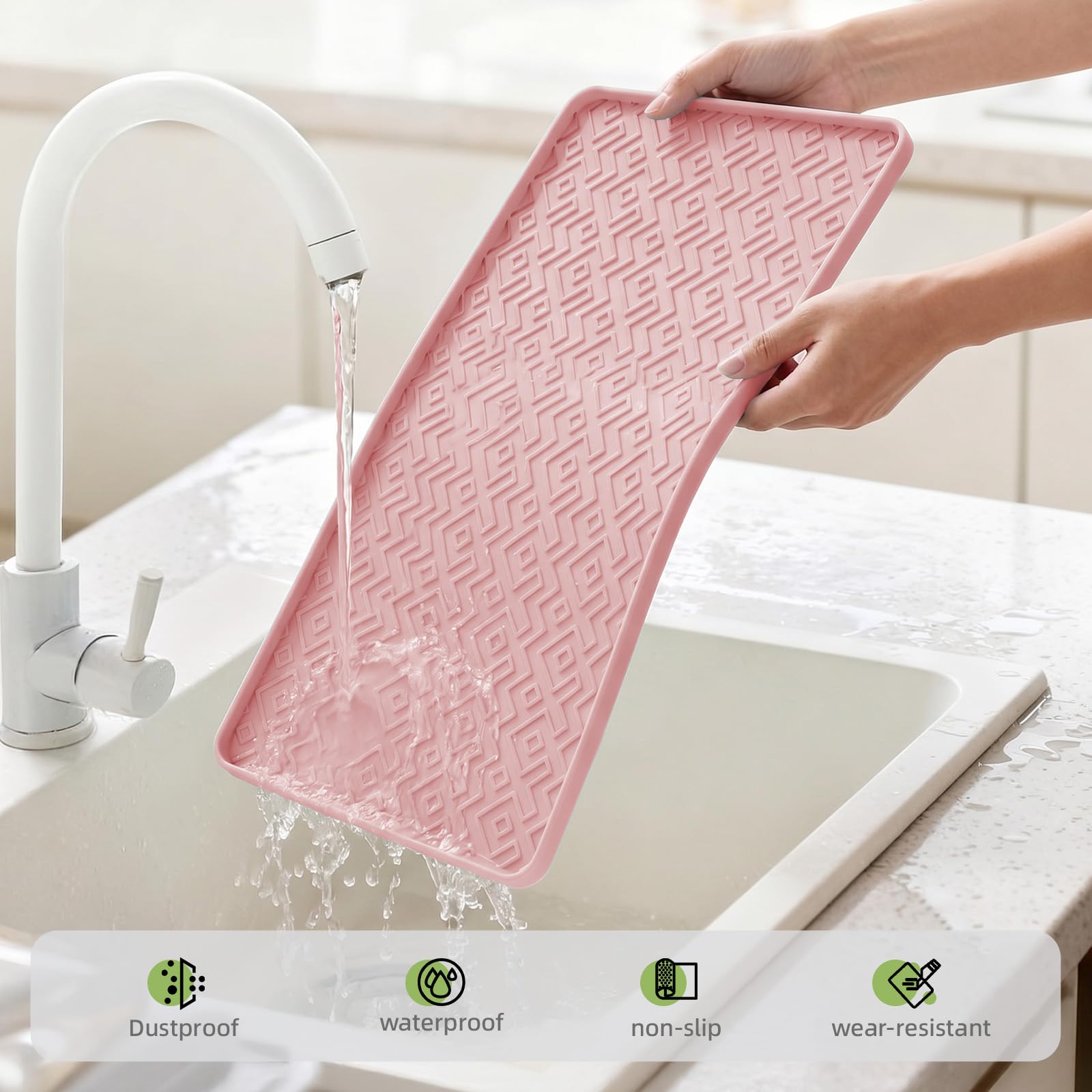 Silicone Coffee Mat 19" x 12", Waterproof Coffee Bar Mat, Spill-Proof Coffee Maker Mat for Kitchen Counter, Non-Slip Coffee Machine Mat, Durable Counter Protector — Amazon image 8
