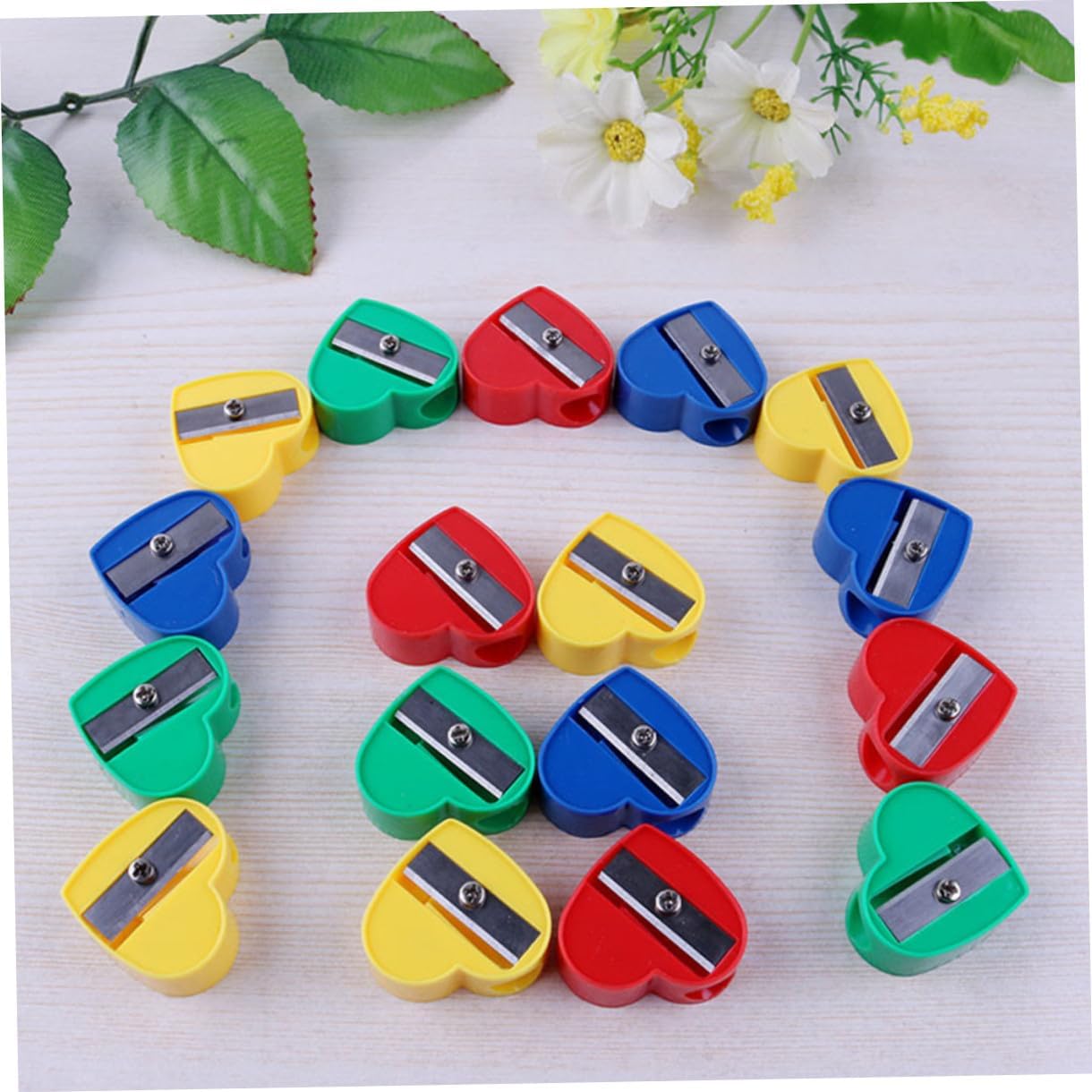 Heart Plastic Pencil Sharpener 60pcs for Eyebrow Travel Use