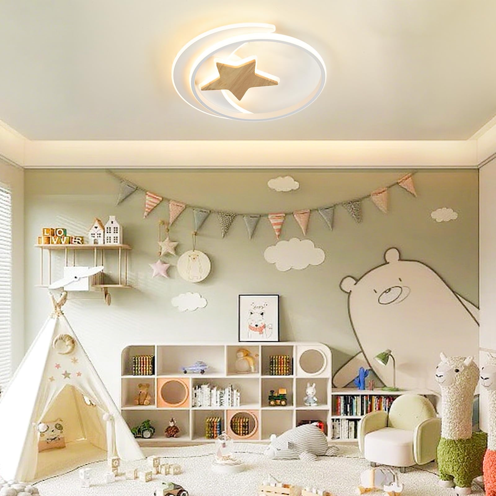 Lampara Infantil Techo, 40CM 32W Lámpara de Techo LED Regulable con Control Remoto 3000-6000K Plafón LED Techo para Cuarto de Niños Dormitorio Sala de Estar