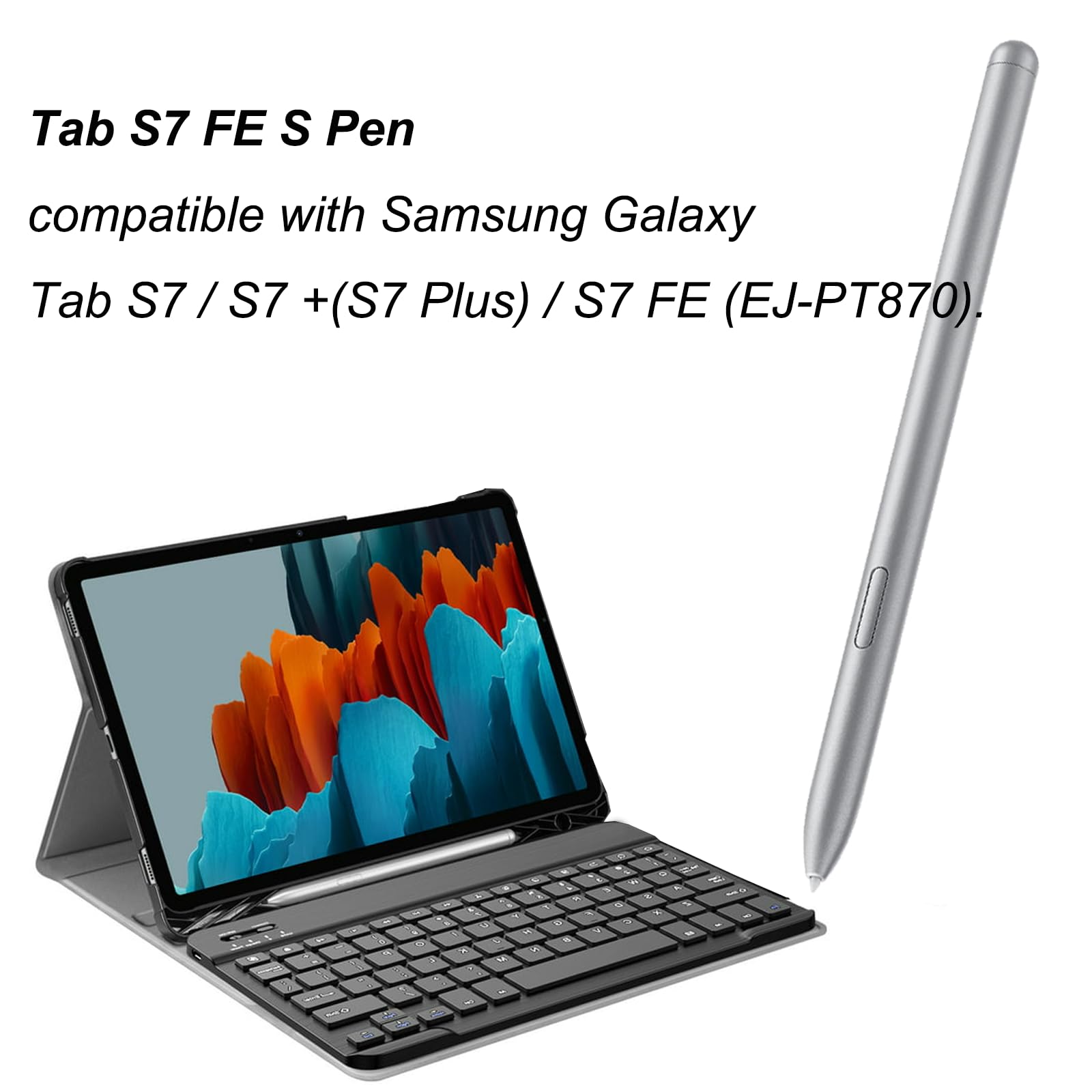 Galaxy Tab S7 FE S Pen Reemplazo para Samsung Galaxy Tab S7 FE SM-T730, SM-T733, SM-T736B TJ-780 Stylus Pen compatible con Samsung Galaxy Tab S7 FE Tips/Nibss (sin Bluetooth) (Mystic Silver)