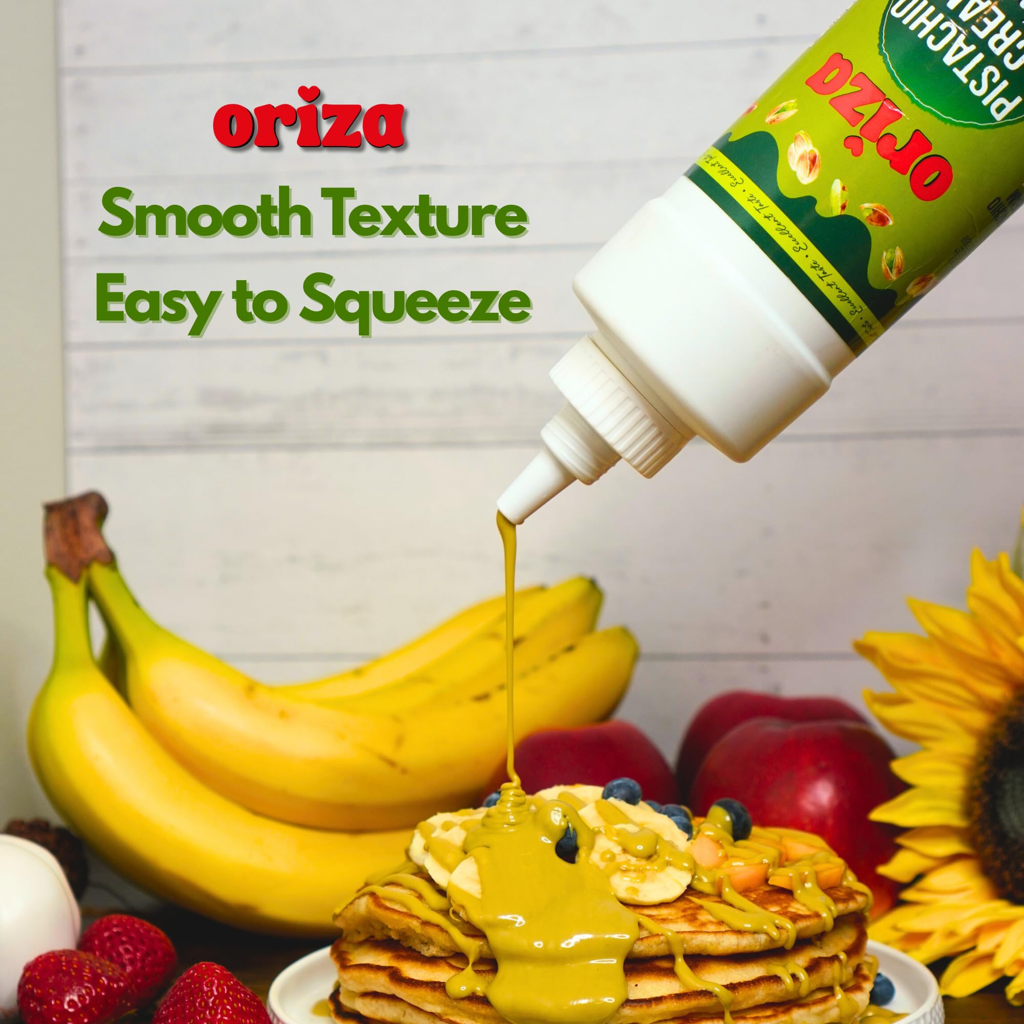 Oriza Pistachio Cream Topping 28oz 800g Bottle Pack of 24 Bulk Pistachio Spread with 30 Pistachios Palm Oil — view 4