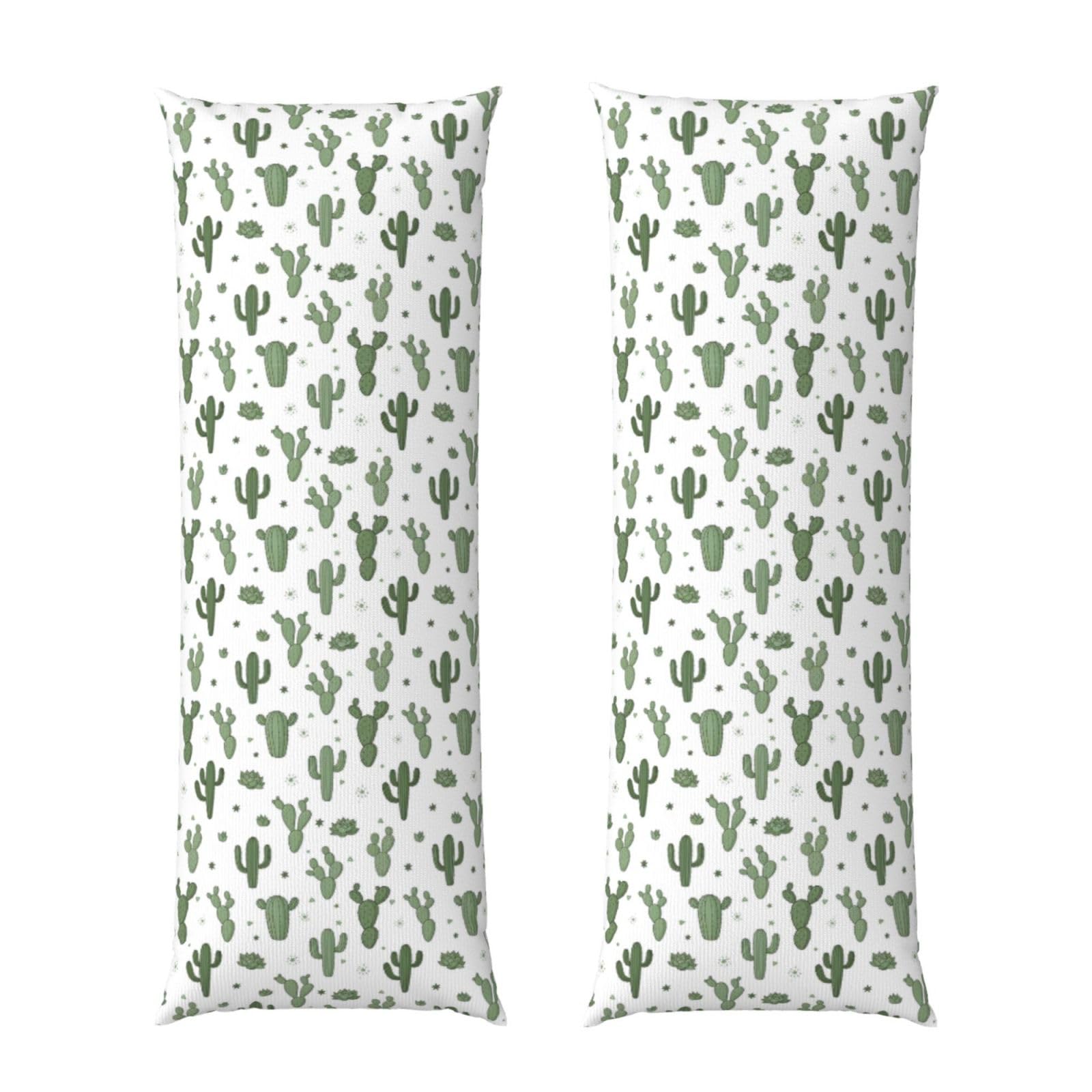 Long Body Pillow Cover 20x60 Floral Cactus, Premium Zippered Pillowcase, Ultra Soft Brushed Fabric, Breathable Protector for Couch Home Hotel