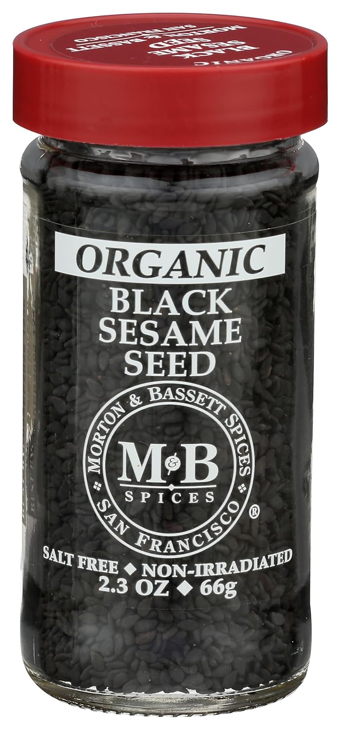 Morton & Bassett Organic Black Sesame Seed: Gluten-Free, Salt-Free, Non-GMO (2.3 oz Jar)