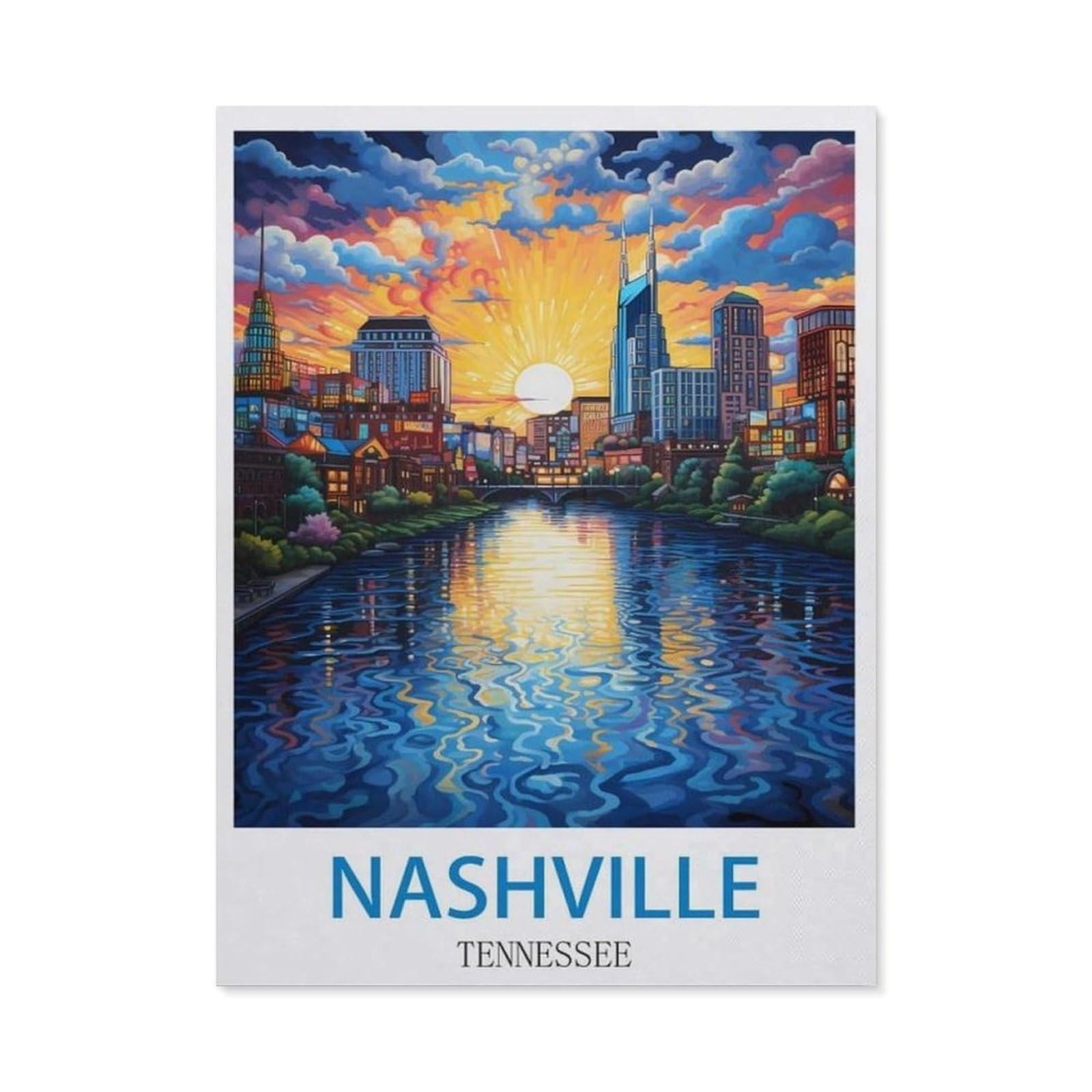 BEAYODKP 5D DIY Diamond Painting Kit，Nashville Tennessee，Crystal Mosaic Full Drill Round Diamond Painting Embroidery Accessories（50 x 60 cm/19.68 x 23.62 inches）-CK51