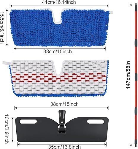 Miniatura 2 de Juego de trapeador de polvo de microfibra para limpieza de pisos, trapeador plano para limpieza en húmedo y seco, lavable para mopa de piso de