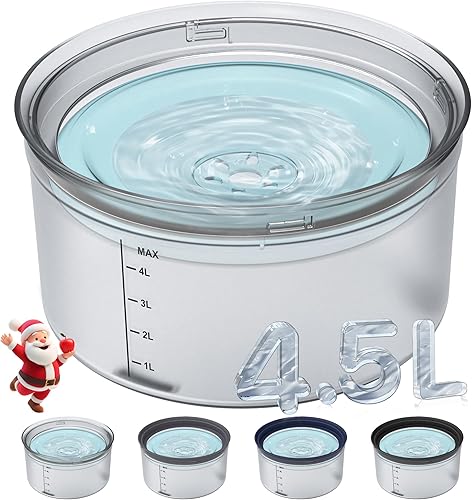 Decflow Tazón de agua para perros de 1.2 galones, sin derrames, de gran capacidad, a prueba de derrames, con disco flotante transparente, sin