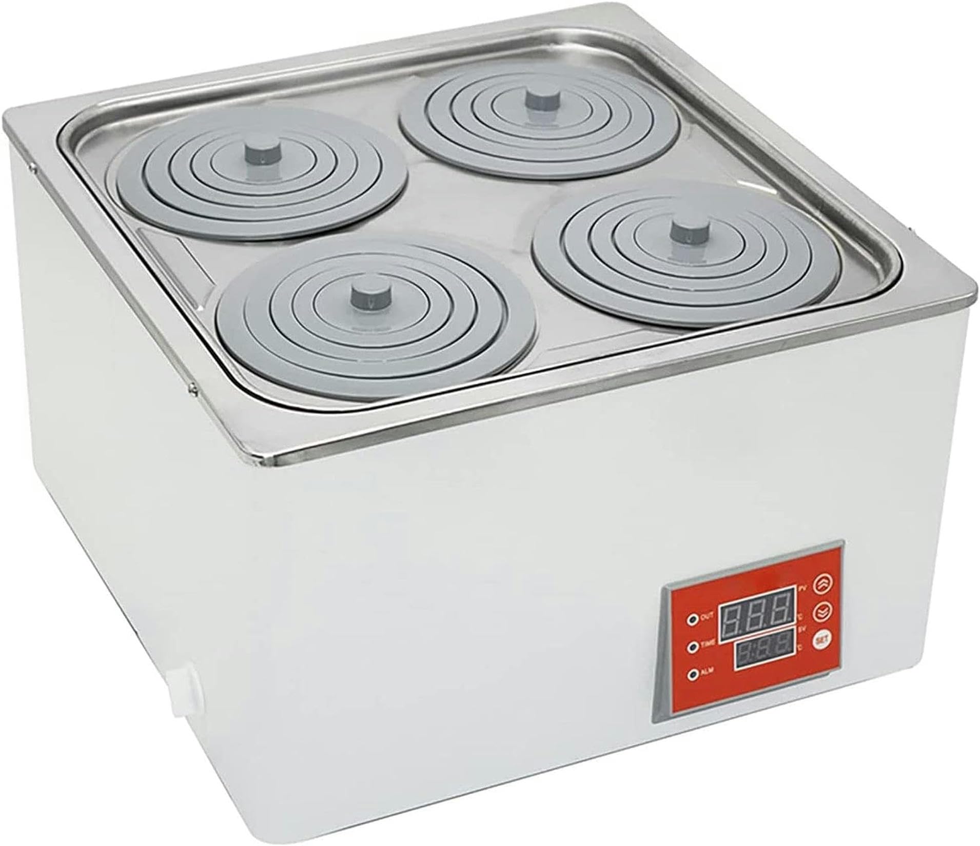XENITE Bagnomaria da Laboratorio termostatico Digitale, previene l'ustione a Secco + con Aperture selezionabili + può Essere temporizzato, incrementi di 0,1°C, Temperatura Ambiente - 99,9°C, 2 Fori