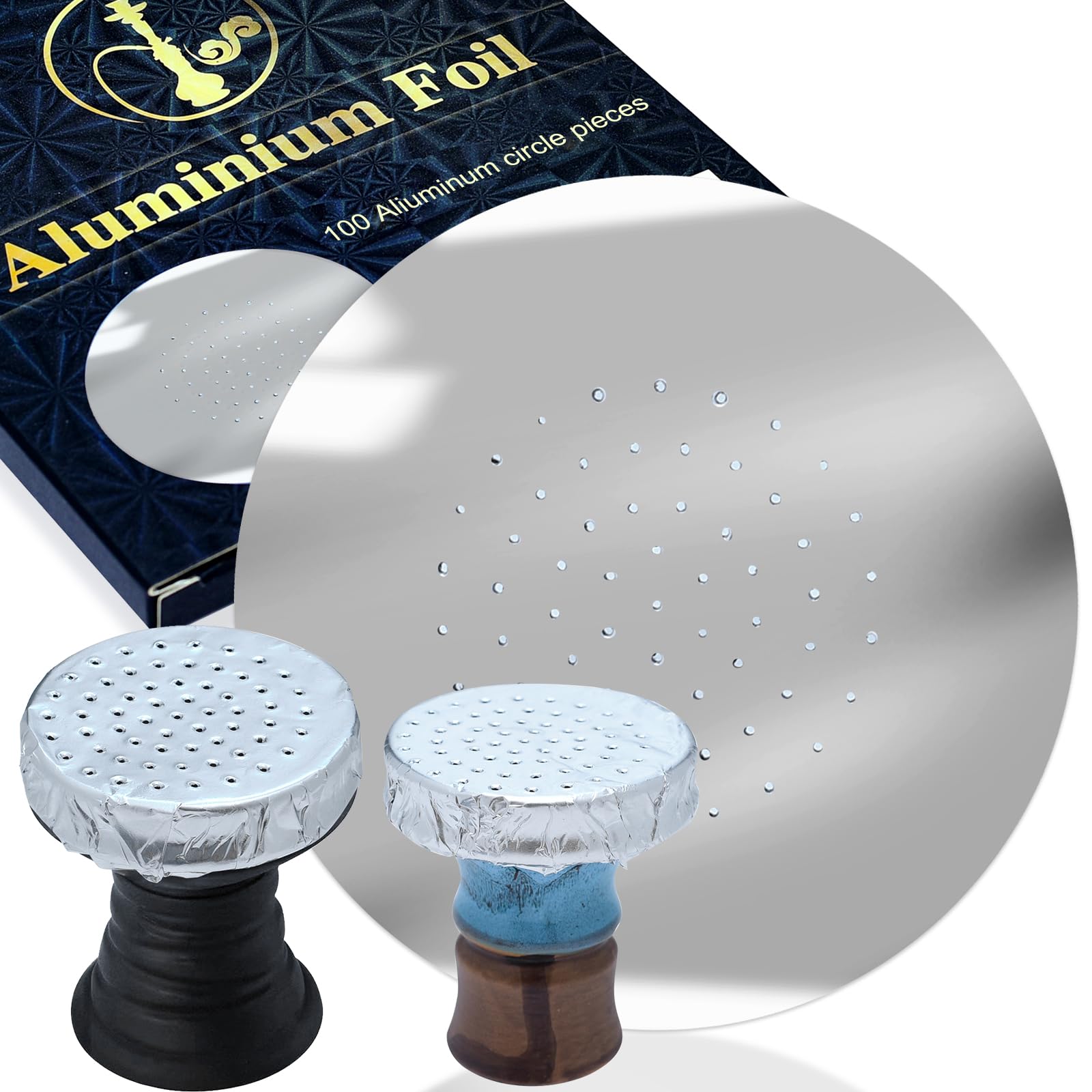 Professional Pre-Punched Hookah Foil - 100 Pcs of 5 5 Inch Heavy Duty 0 03mm Aluminum Shisha Foils