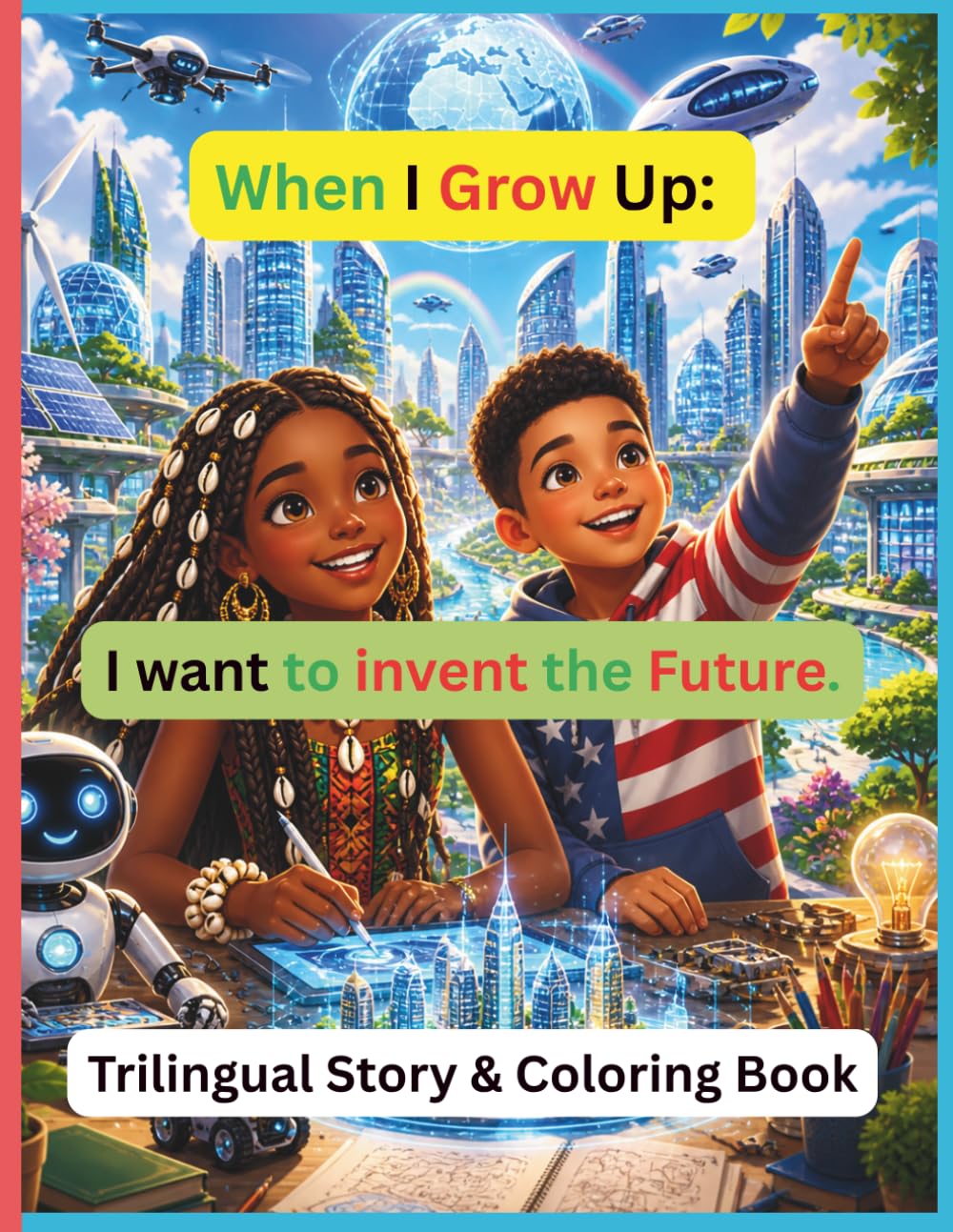 When I Grow Up I Want to Invent the Future: A Trilingual Story & Coloring Book in English, French & Spanish | Inspire Kids to Become Future Innovators with AI and Technology